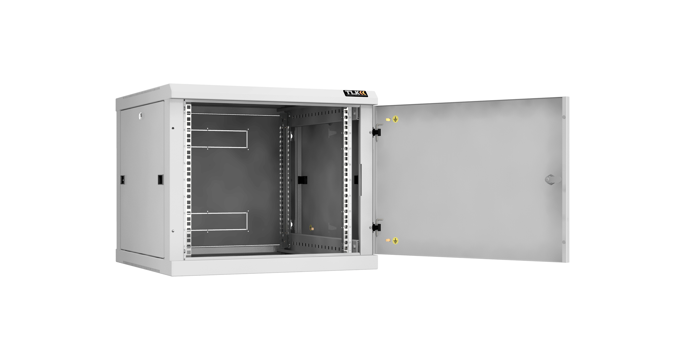 Настенный разборный шкаф NIKOMAX 19", 9U, металлическая дверь, Ш600хВ503хГ600мм, 2 пары монтажных направляющих, серый — фото