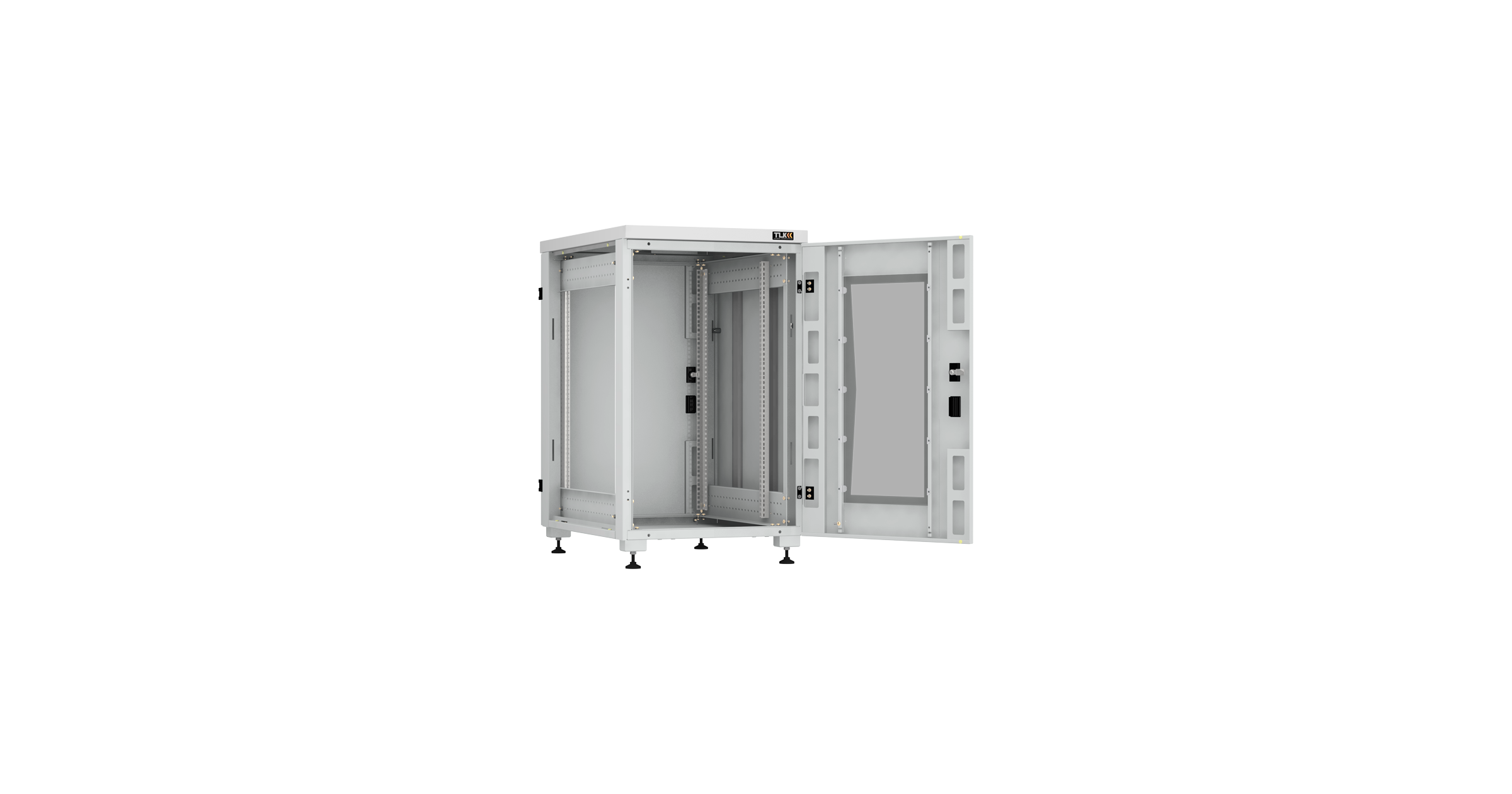 Напольный шкаф NIKOMAX Essential Line серии TFI-R 19", 18U, стеклянная дверь, цельнометаллические стенки и задняя дверь, Ш600хВ974хГ800мм, в разобранном виде, серый — фото