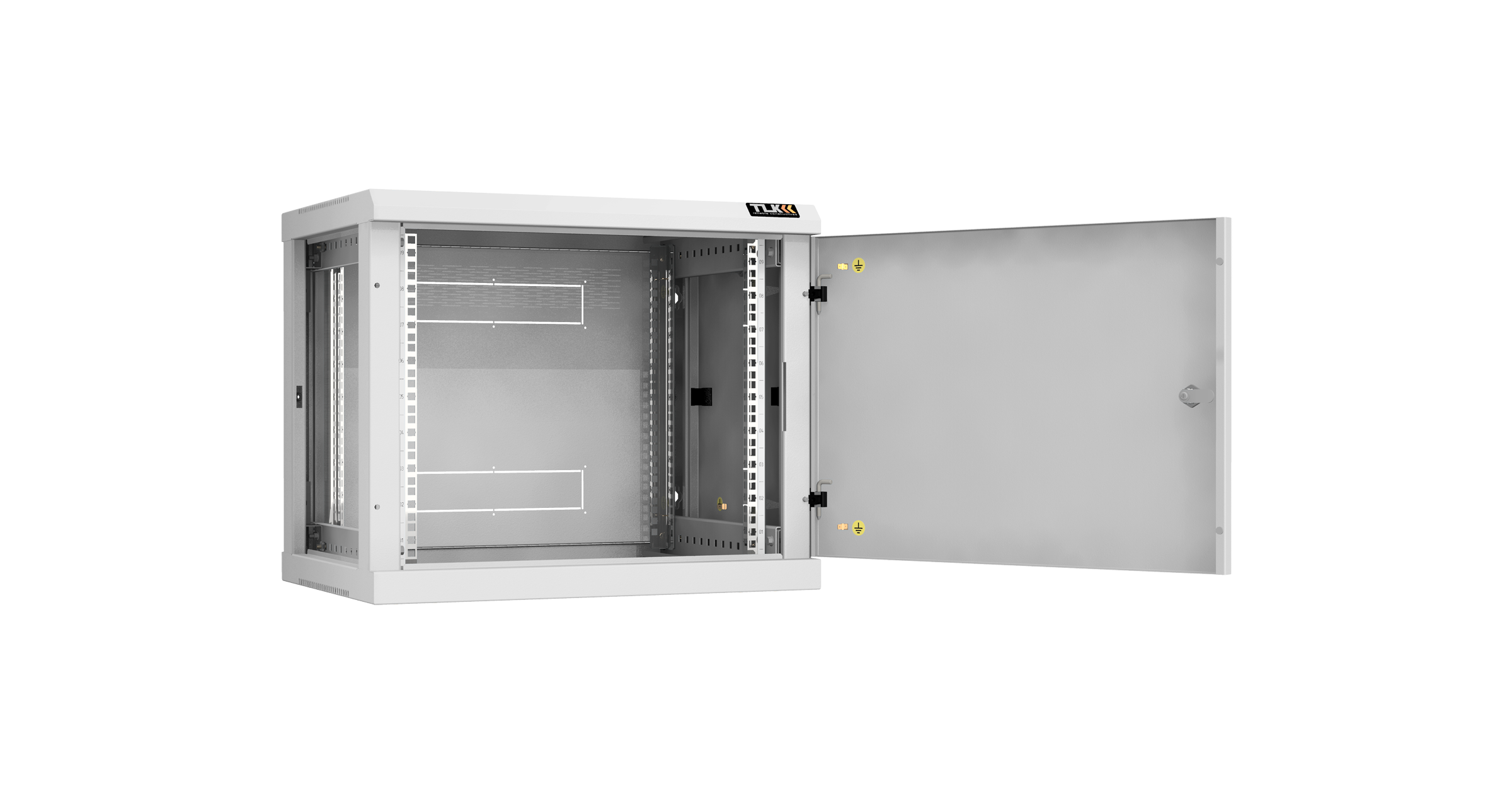 Настенный разборный шкаф NIKOMAX 19", 9U, металлическая дверь, Ш600хВ503хГ450мм, 2 пары монтажных направляющих, серый — фото
