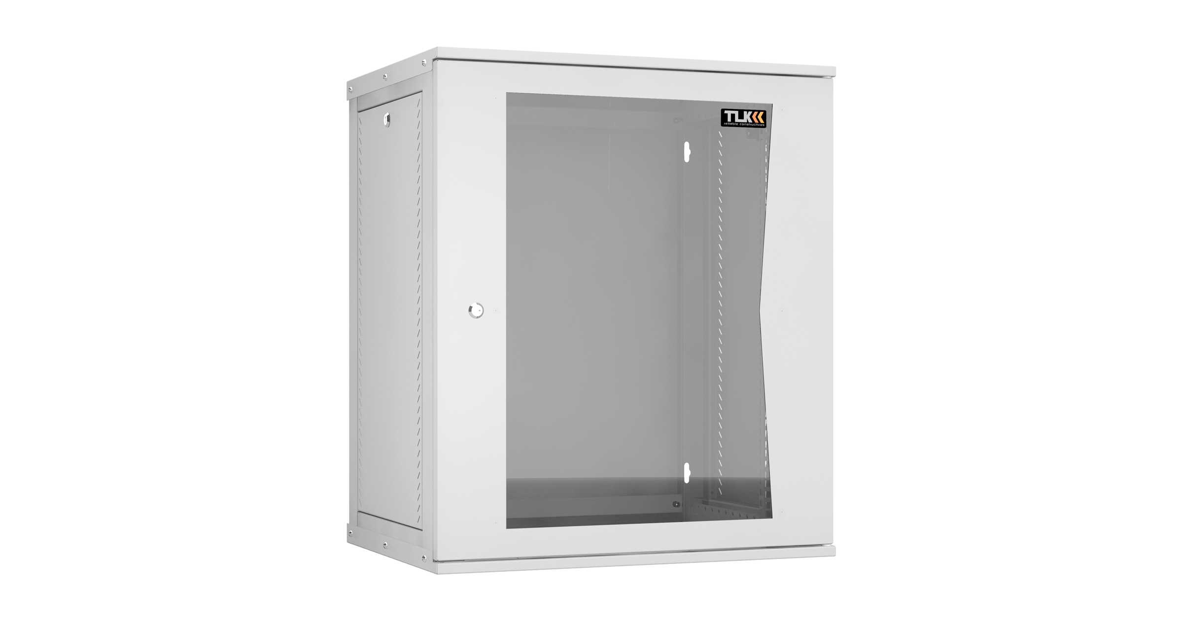 Настенный разборный шкаф NIKOMAX Essential Line 19", 15U, стеклянная дверь, Ш600хВ703хГ450мм, 1 пара монтажных направляющих, серый — фото