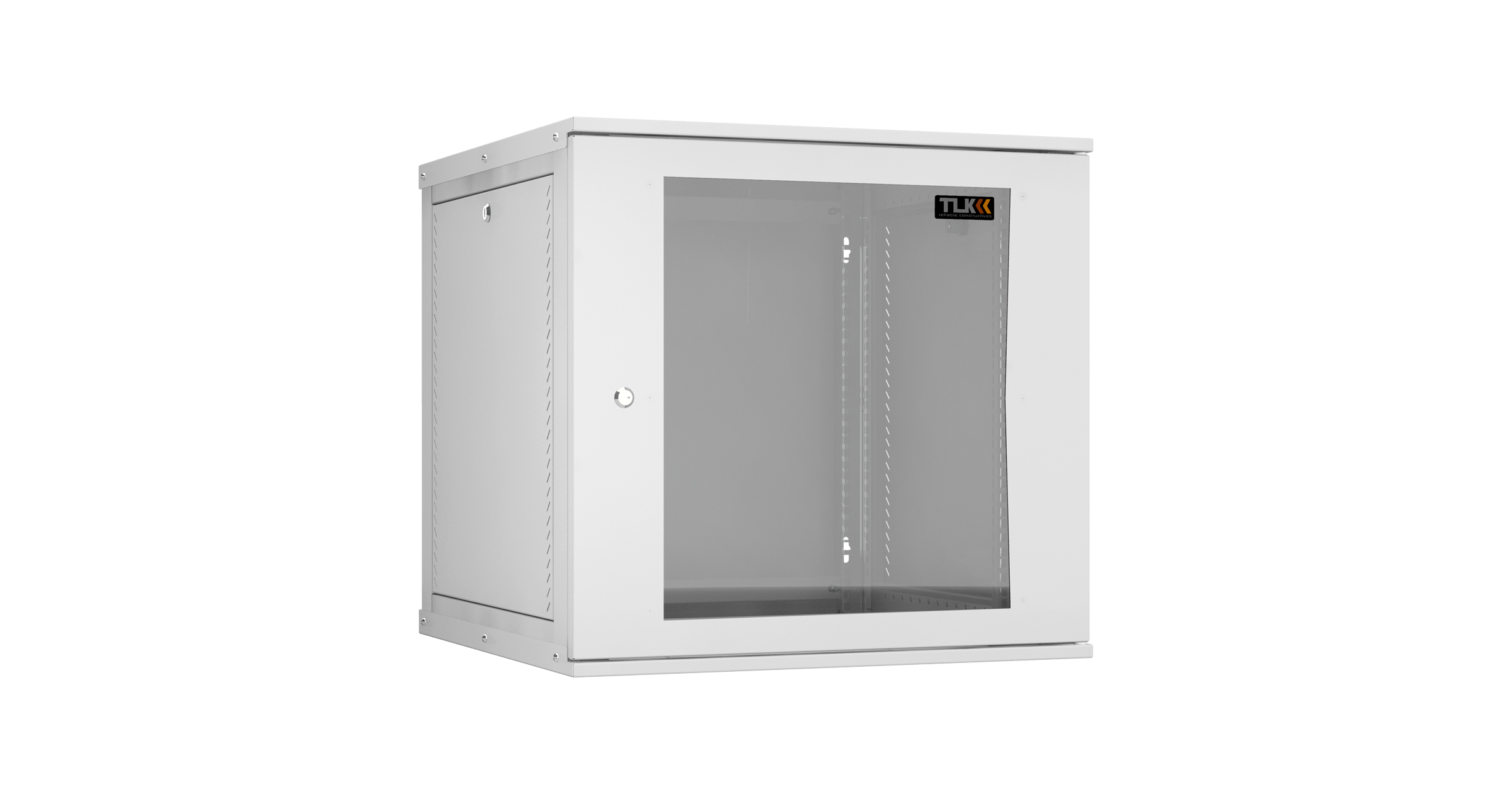 Настенный разборный шкаф NIKOMAX Essential Line 19", 12U, стеклянная дверь, Ш600хВ569хГ600мм, 2 пары монтажных направляющих, серый — фото