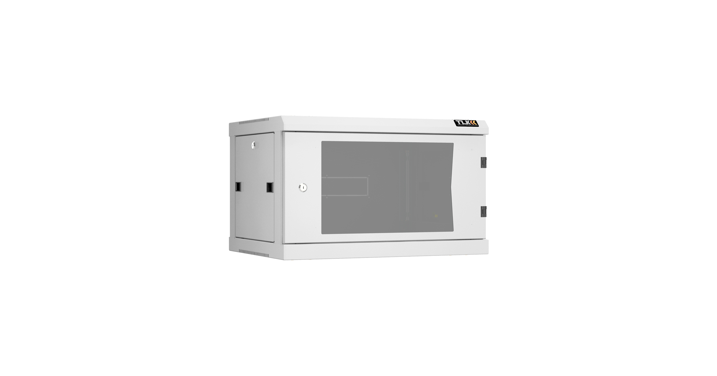Настенный разборный шкаф NIKOMAX 19", 6U, стеклянная дверь, Ш600хВ370хГ450мм, 2 пары монтажных направляющих, серый — фото