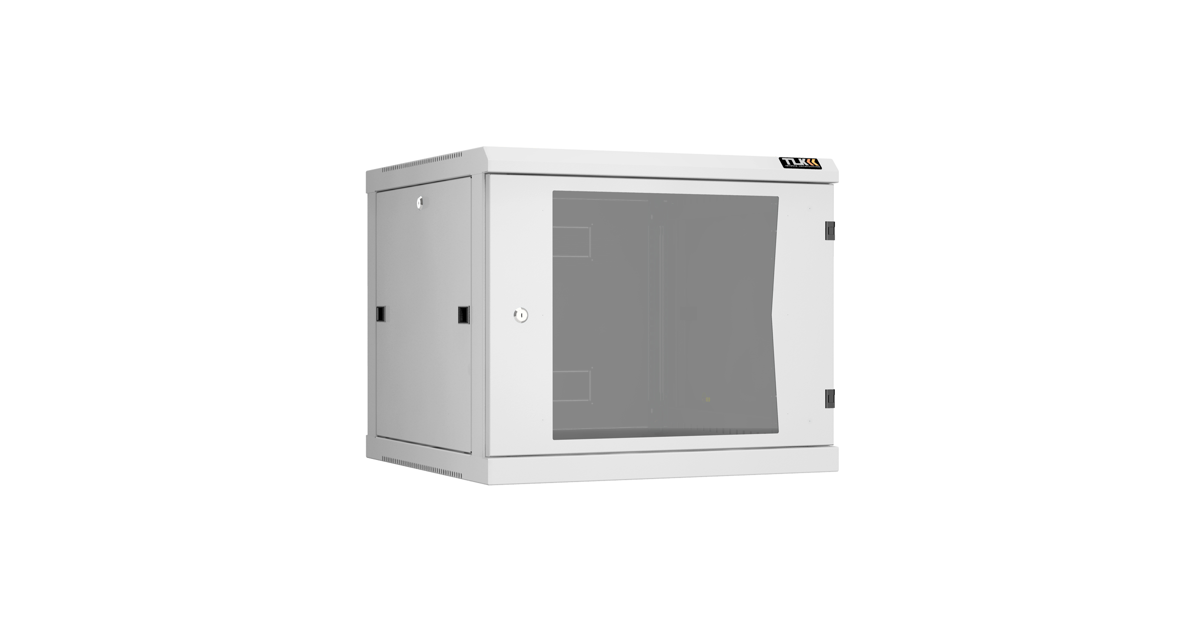 Настенный разборный шкаф NIKOMAX 19", 9U, стеклянная дверь, Ш600хВ503хГ600мм, 2 пары монтажных направляющих, серый — фото