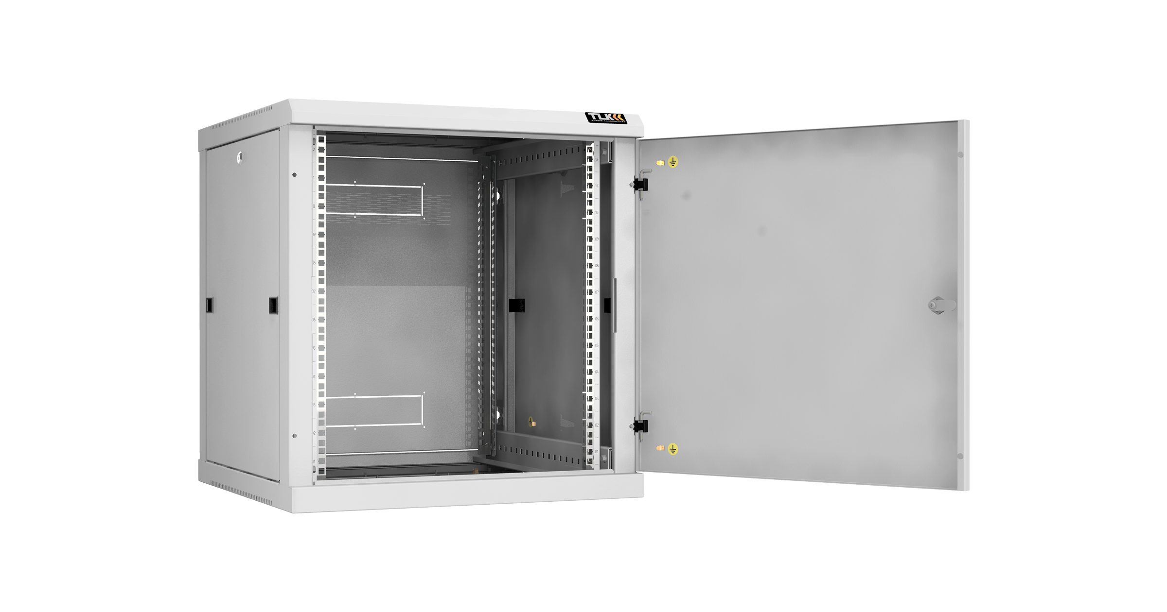 Настенный разборный шкаф NIKOMAX 19", 12U, металлическая дверь, Ш600хВ636хГ600мм, 2 пары монтажных направляющих, серый — фото