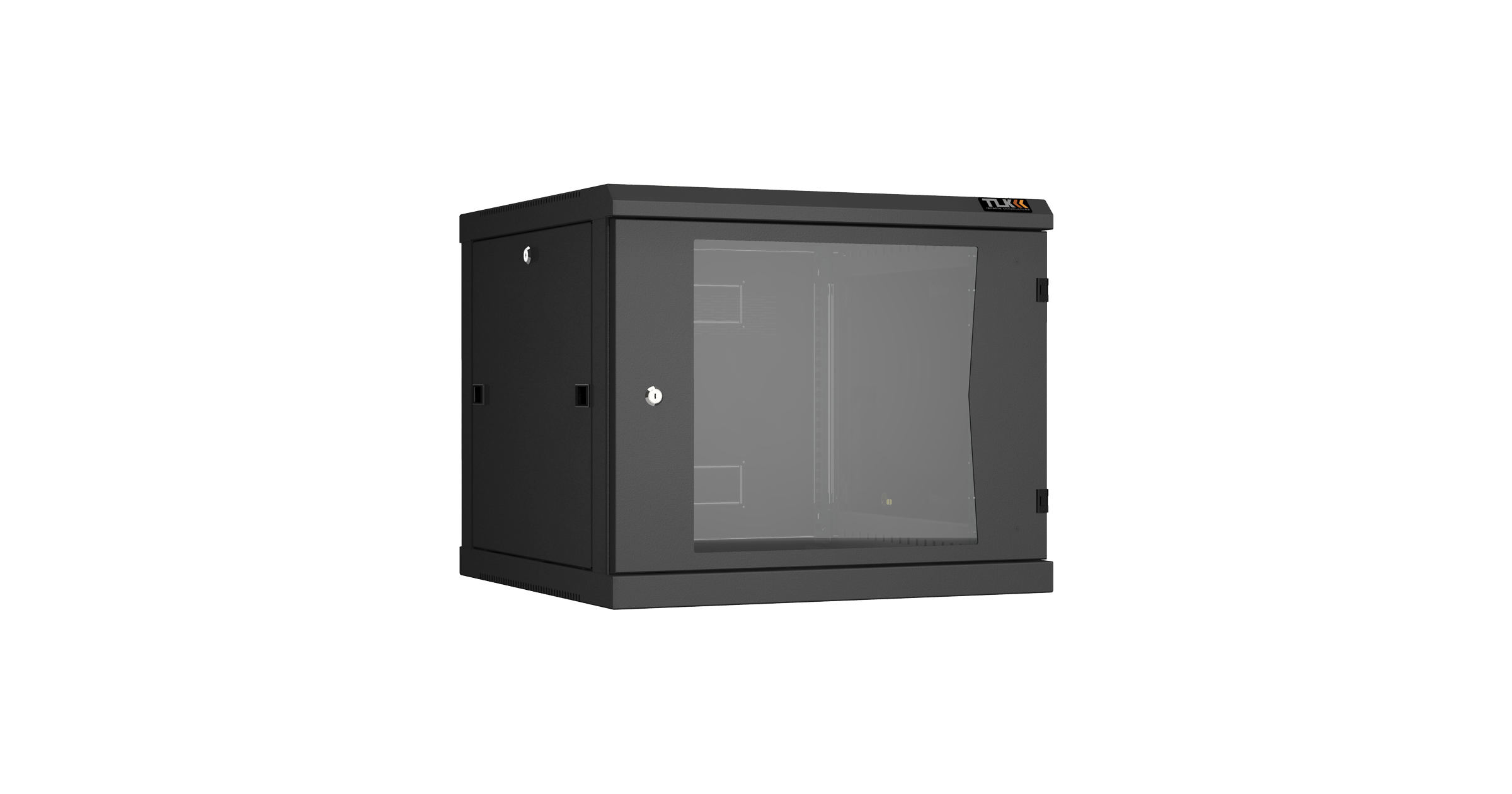 Настенный разборный шкаф NIKOMAX 19", 9U, стеклянная дверь, Ш600хВ503хГ600мм, 2 пары монтажных направляющих, черный — фото