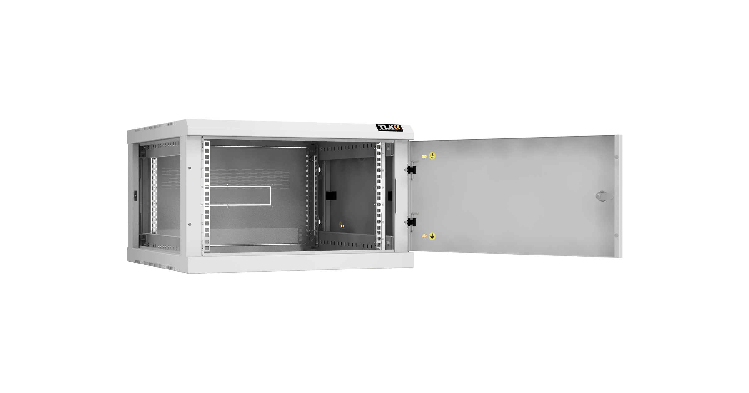 Настенный разборный шкаф NIKOMAX 19", 6U, металлическая дверь, Ш600хВ370хГ600мм, 2 пары монтажных направляющих, серый — фото