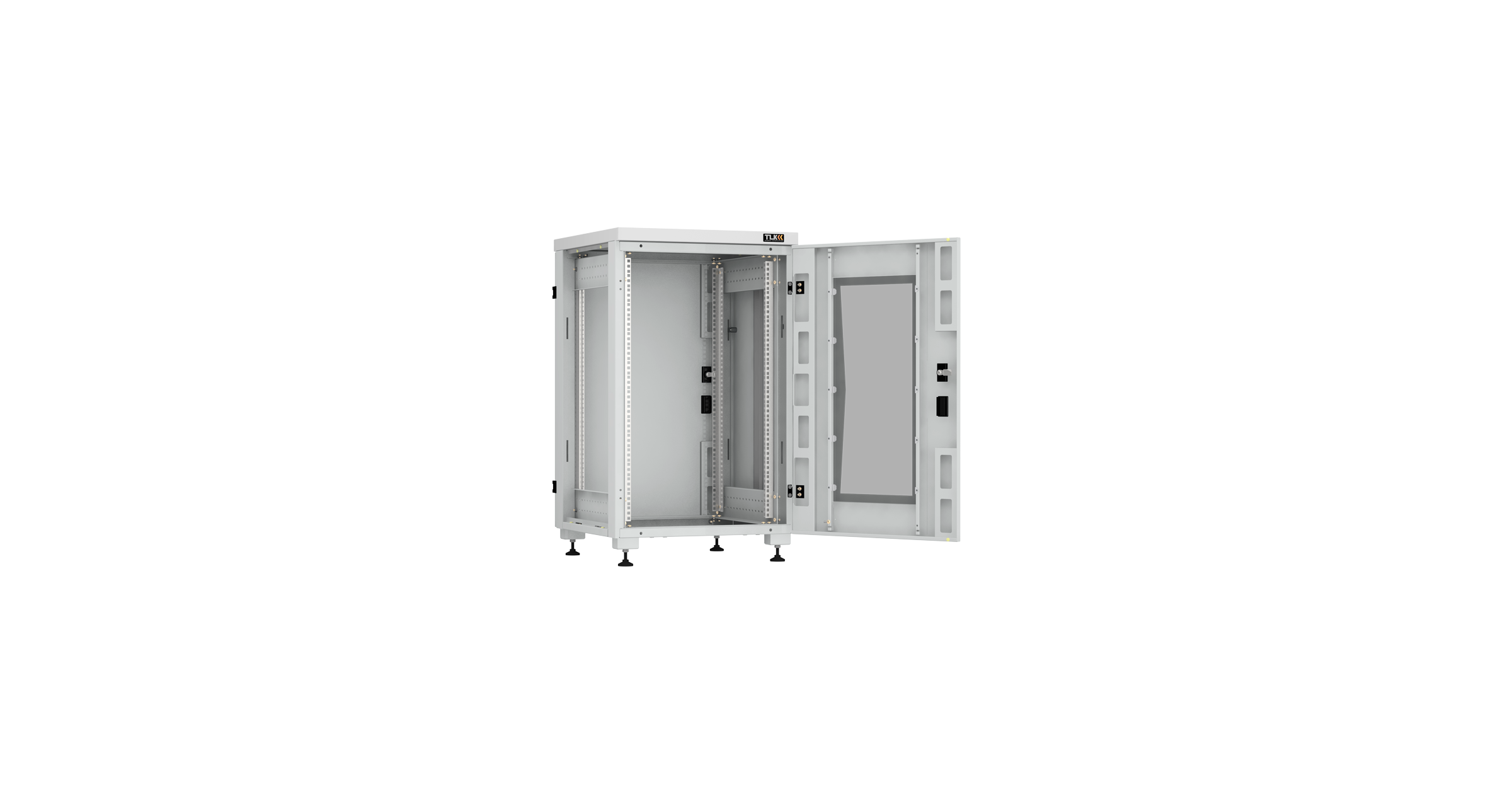Напольный шкаф NIKOMAX Essential Line серии TFI-R 19", 18U, стеклянная дверь, цельнометаллические стенки и задняя дверь, Ш600хВ974хГ600мм, в разобранном виде, серый — фото