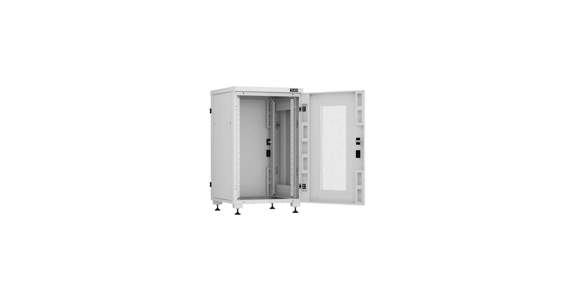 Напольный шкаф NIKOMAX Essential Line серии TFI-R 19", 18U, перфорированная дверь, цельнометаллические стенки и задняя дверь, Ш600хВ974хГ600мм, в разобранном виде, серый — фото