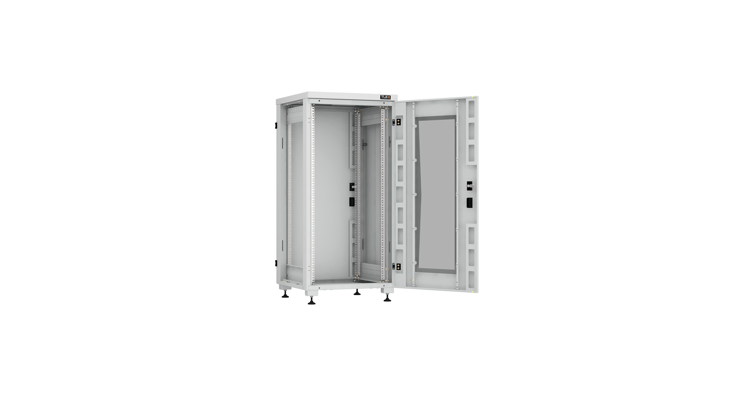 Напольный шкаф NIKOMAX Essential Line серии TFI-R 19", 24U, стеклянная дверь, цельнометаллические стенки и задняя дверь, Ш600х1242хГ600мм, в разобранном виде, серый — фото