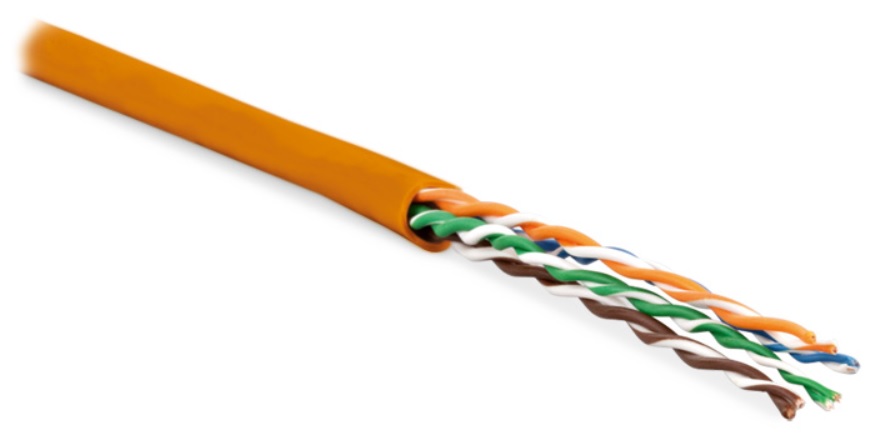 Hyperline UUTP4-C5E-P24-IN-LSZH-OR-305 (305 м) Кабель витая пара, неэкранированный U/UTP, категория 5e, 4 пары 24 AWG, 4х2х0,60 мм, многопроволочные жилы, LSZH, нг(А)-HF, внутренний -40°C – +75°C, оранжевый — фото