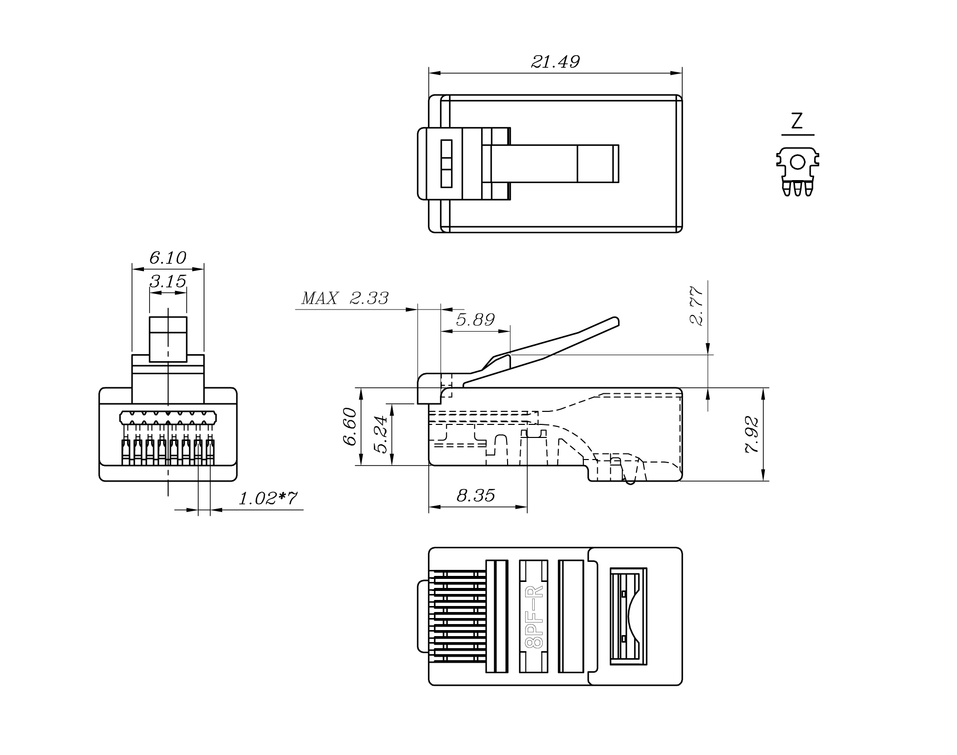 Hyperline PLEZ-8P8C-U-C5-100 Разъем легкой оконцовки RJ-45 (8P8C) под витую пару, категория 5e (50 µ"/ 50 микродюймов), универсальный (для одножильного и многожильного кабеля) (100 шт.) — фото