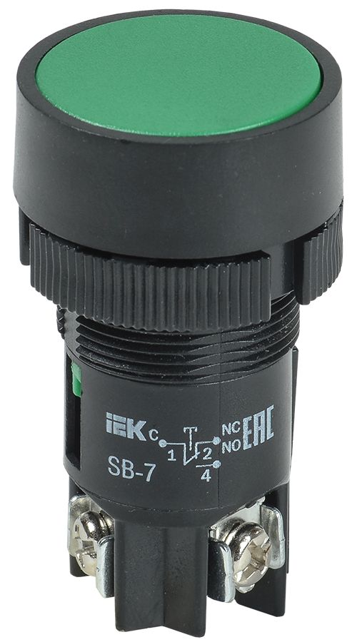 Кнопка SВ-7 "Пуск" зеленая d22мм/240В NO+NC GENERICA