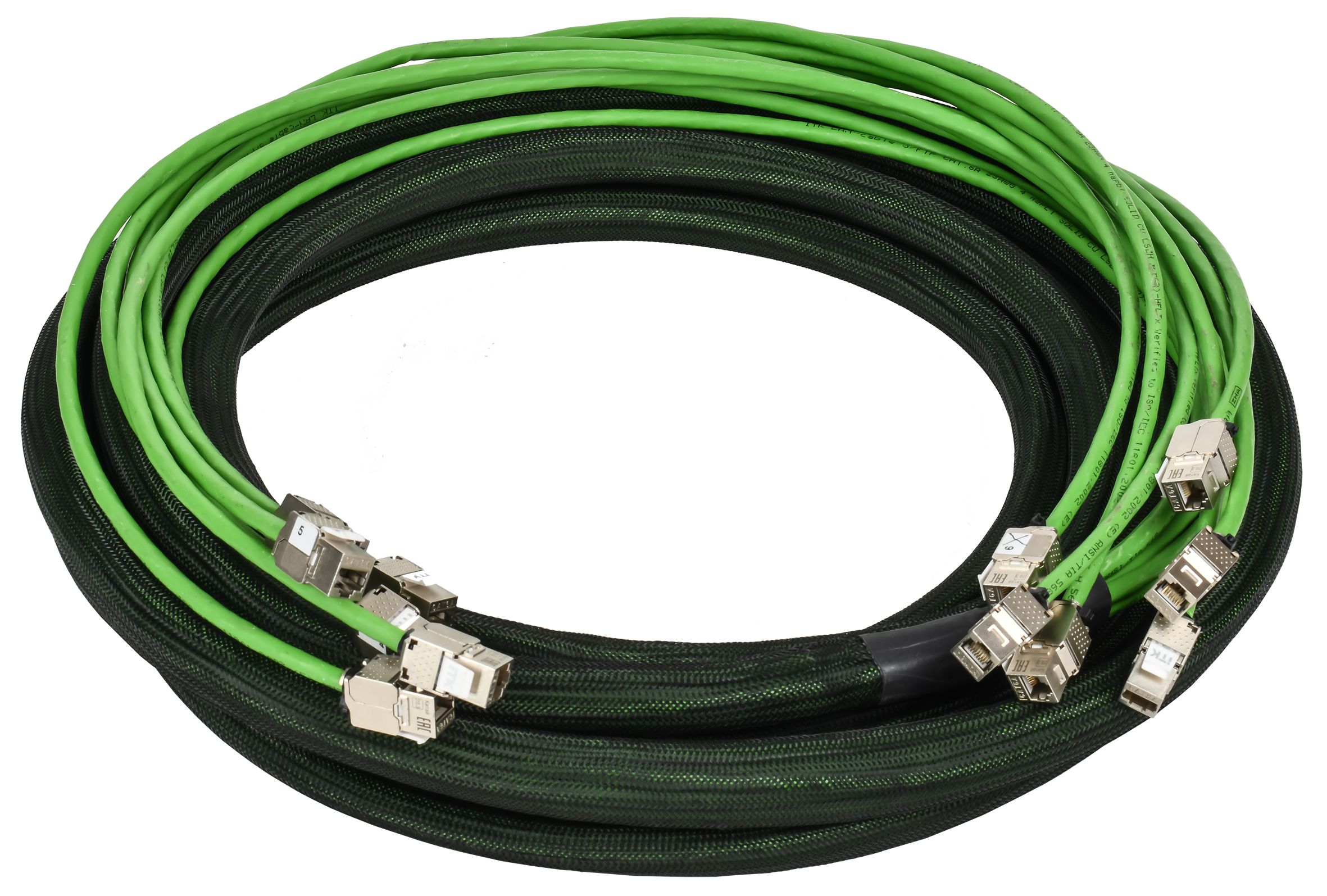 ITK Сборка кабельная 6хRJ45-6хRJ45 модуль Keystone Jack -модуль Keystone Jack кат.6A U/UTP LSZH 17м