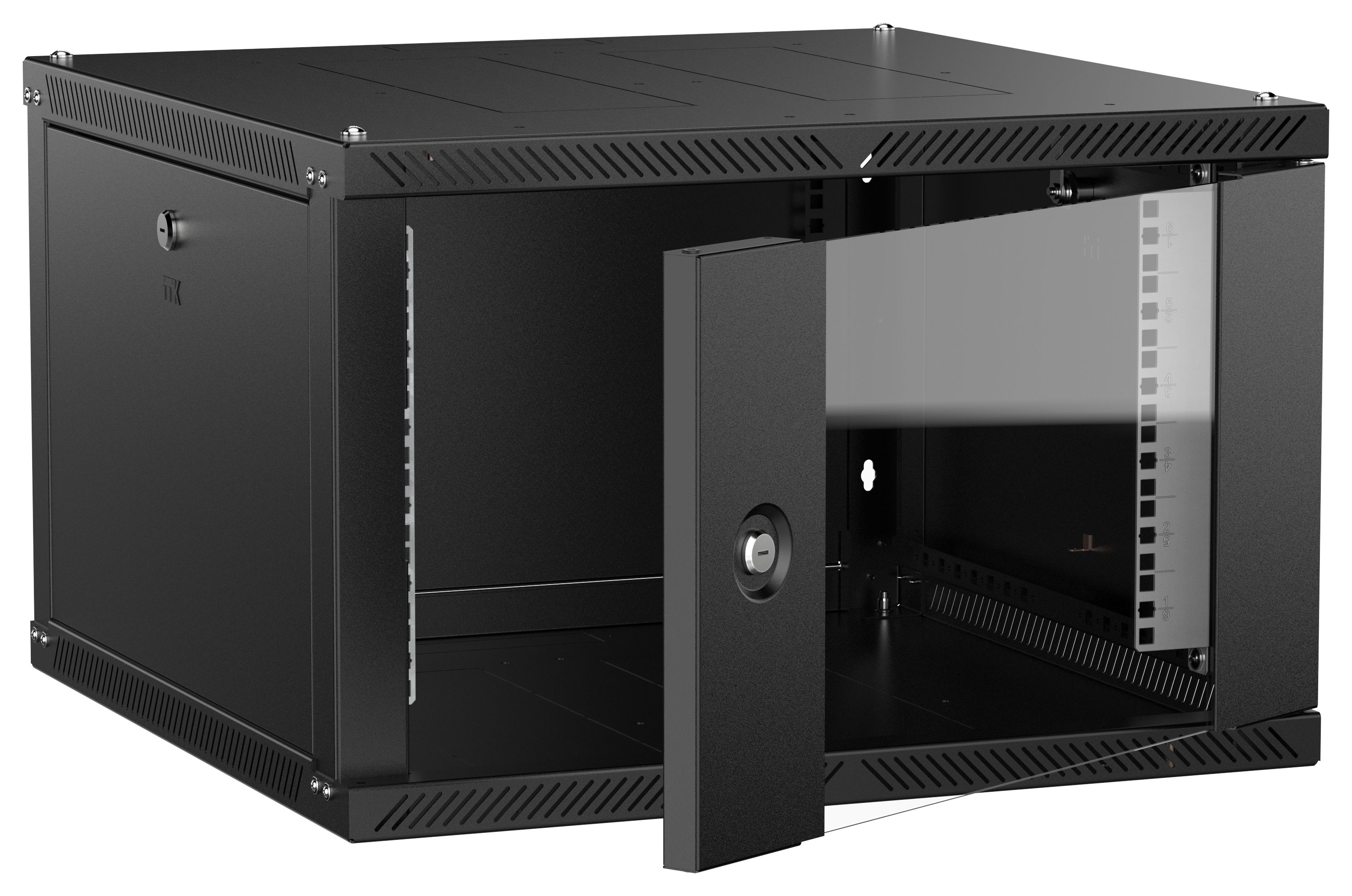 ITK LINEA W Шкаф настенный 6U 600х600мм дверь стекло черный 2.0