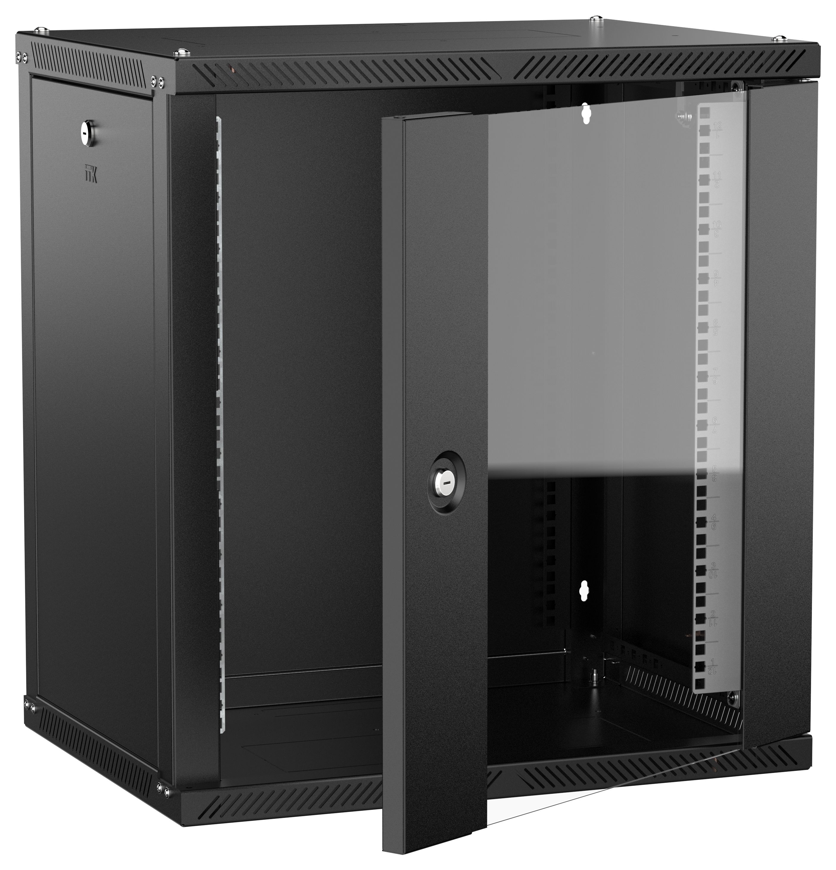 ITK LINEA W Шкаф настенный 12U 600х450мм дверь стекло черный 2.0