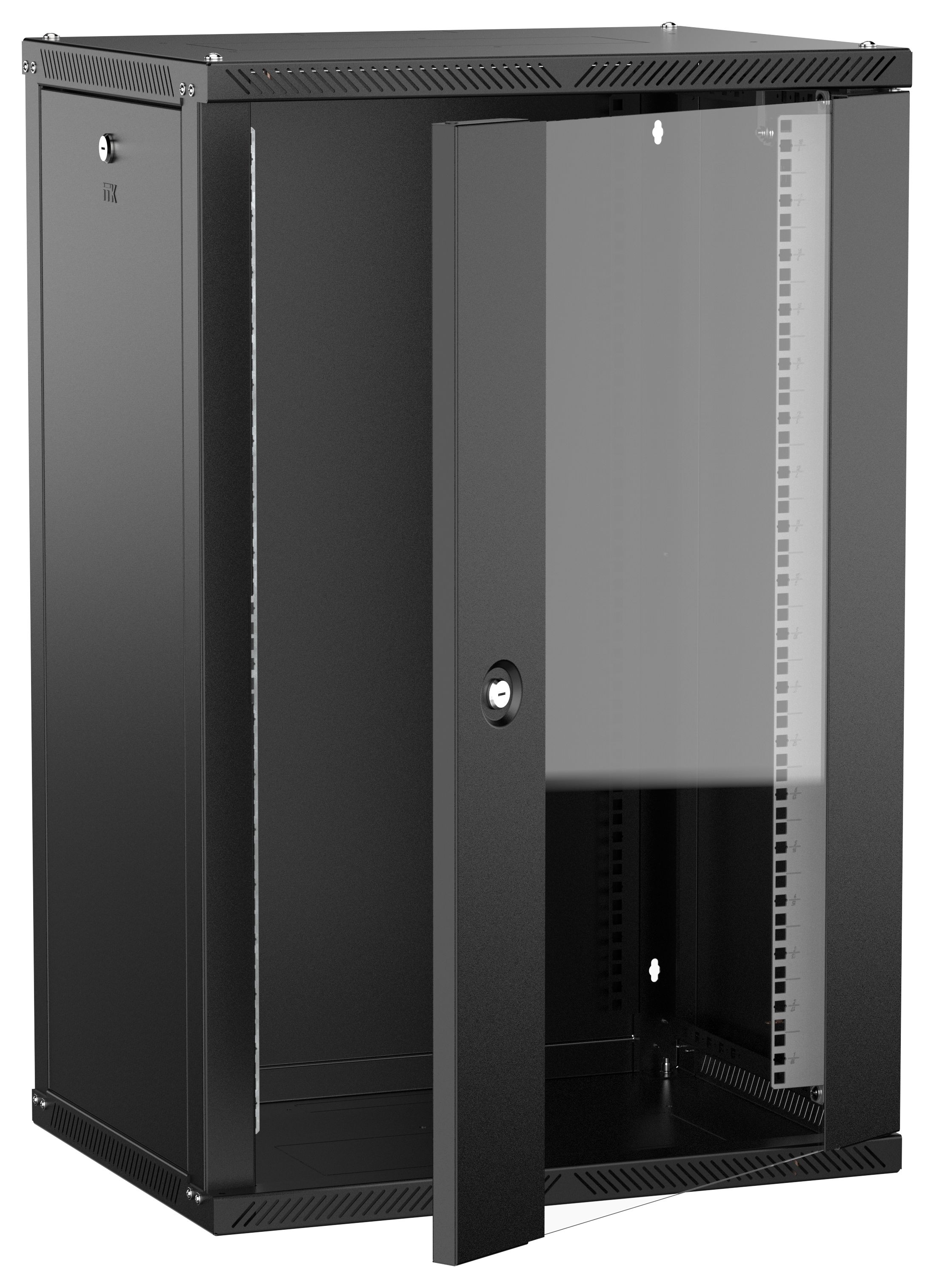 ITK LINEA W Шкаф настенный 18U 600х450мм дверь стекло черный 2.0