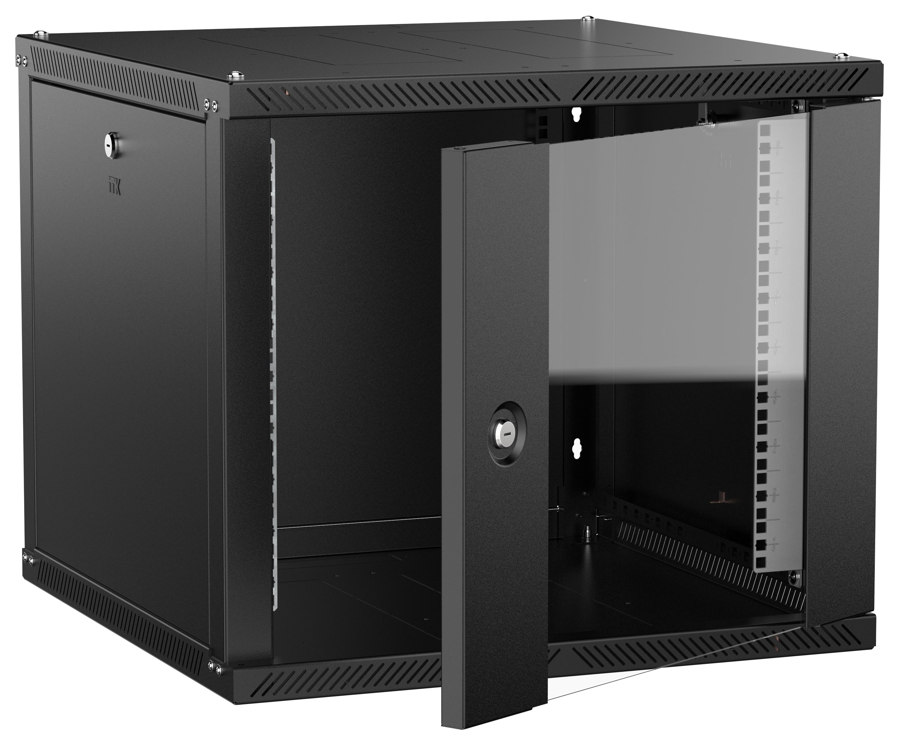 ITK LINEA W Шкаф настенный 9U 600х600мм дверь стекло черный 2.0