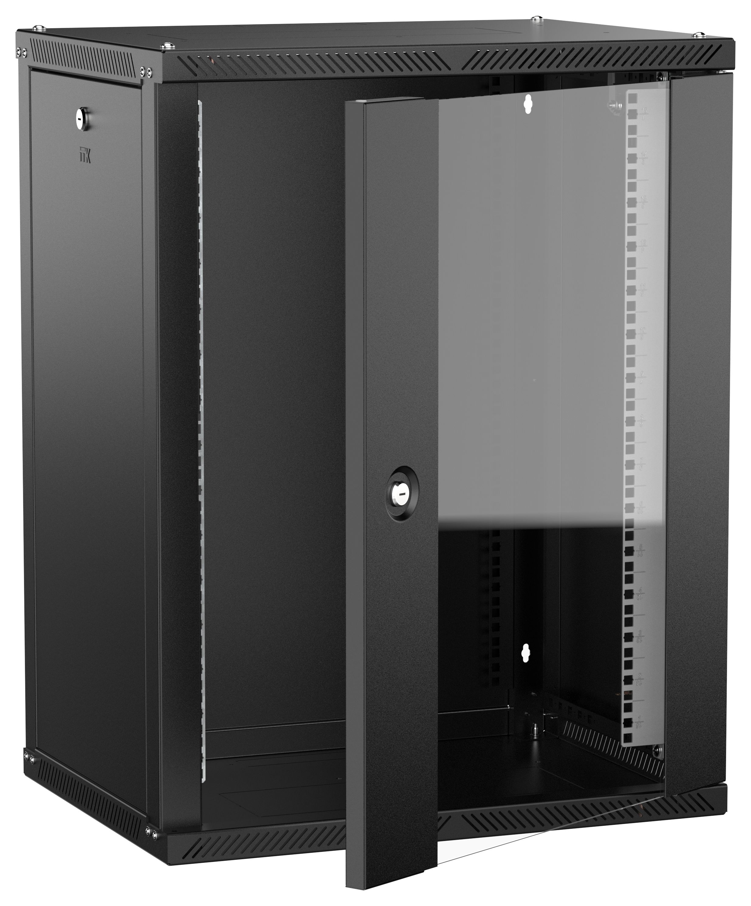 ITK LINEA W Шкаф настенный 15U 600х450мм дверь стекло черный 2.0