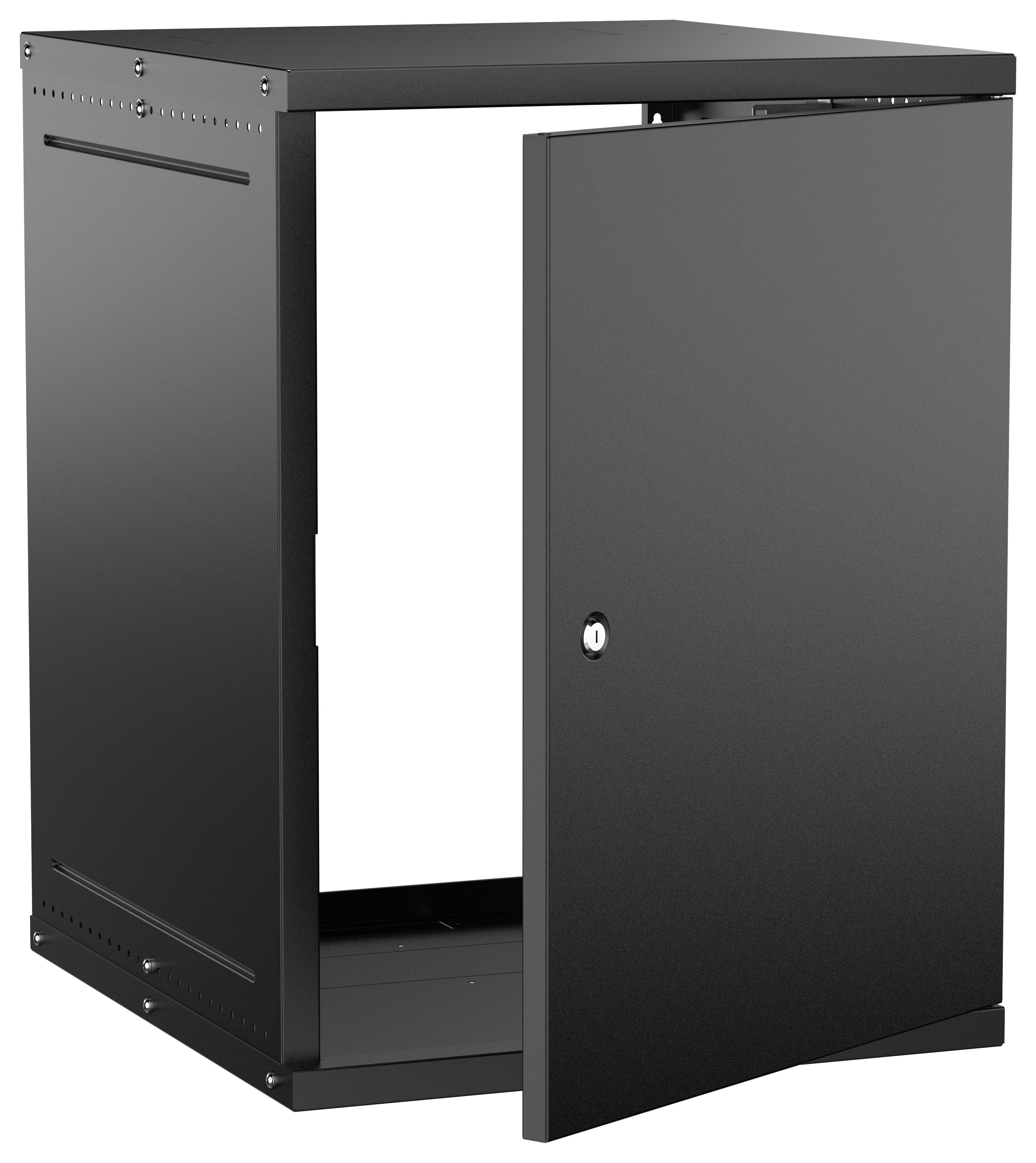 Шкаф настенный 19" 15U 600х650мм металлическая дверь черный GENERICA