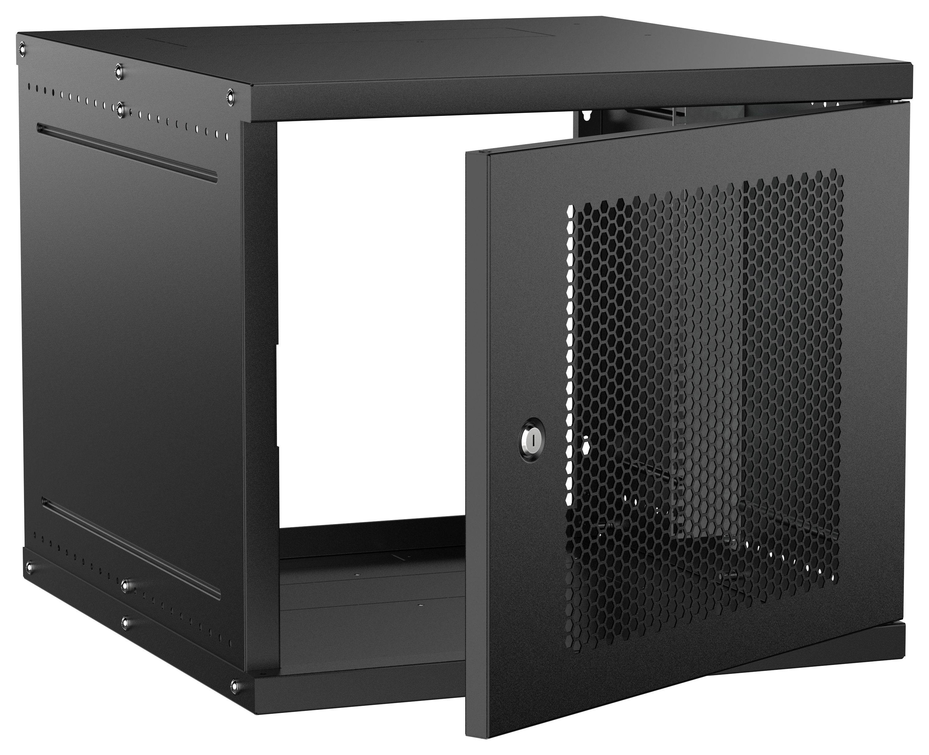 Шкаф настенный 19" 9U 600х650мм перфорированная дверь черный GENERICA