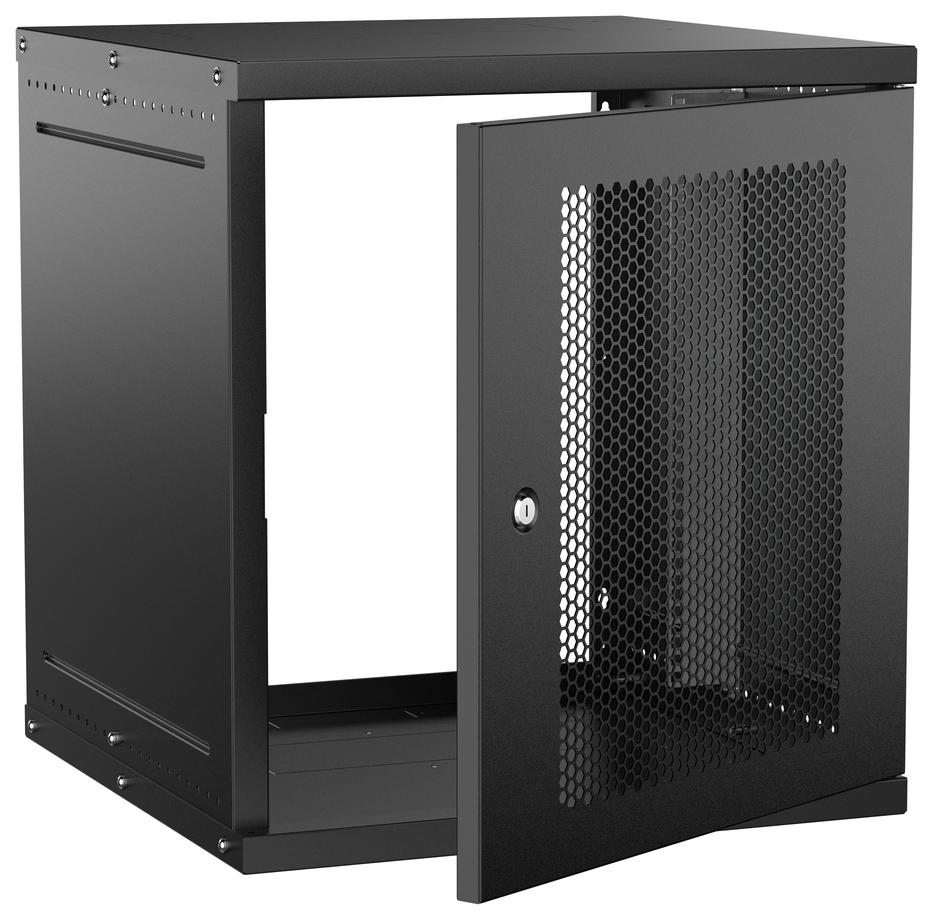 Шкаф настенный 19" 12U 600х600мм перфорированная дверь черный GENERICA