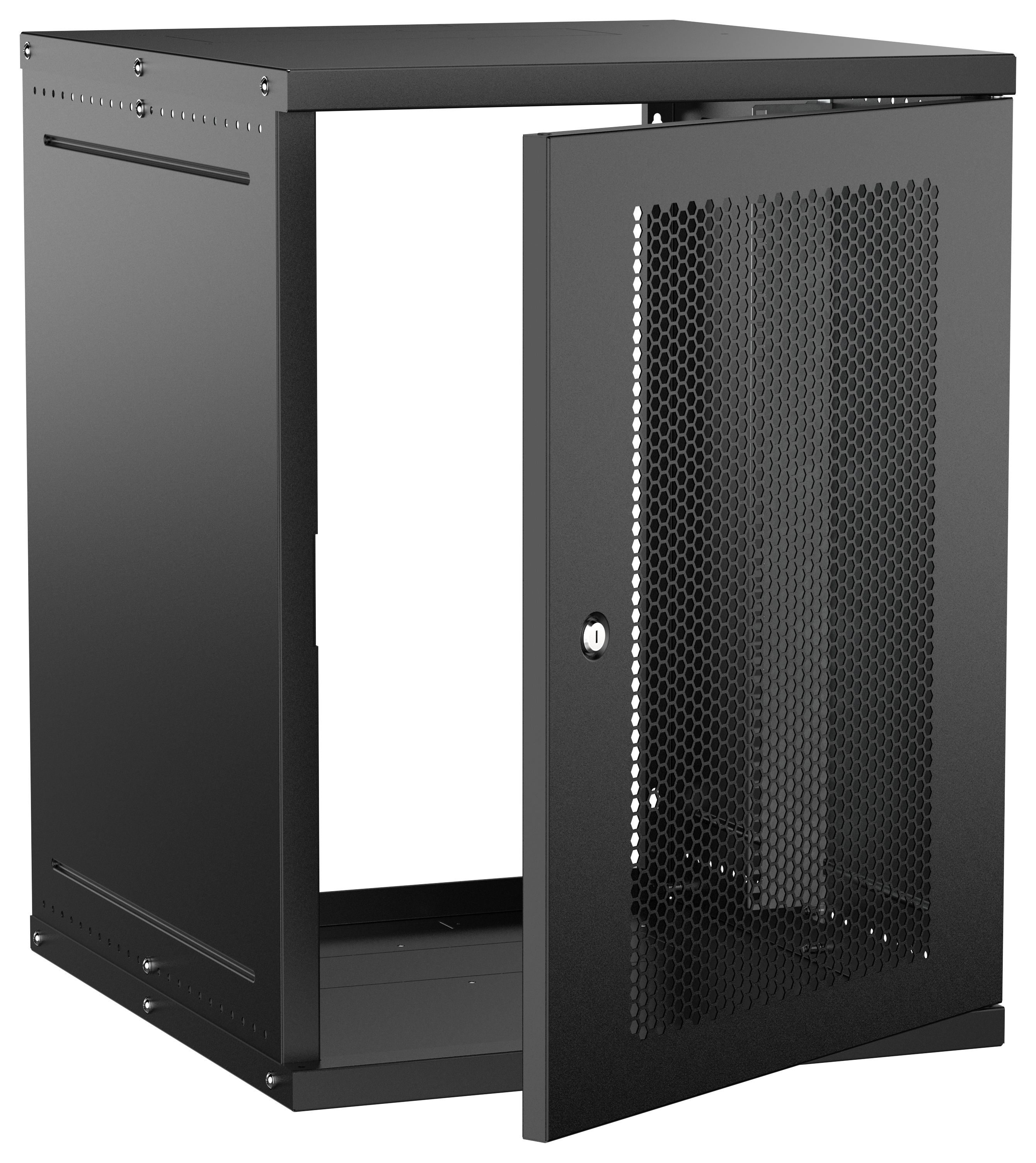 Шкаф настенный 19" 15U 600х650мм перфорированная дверь черный GENERICA