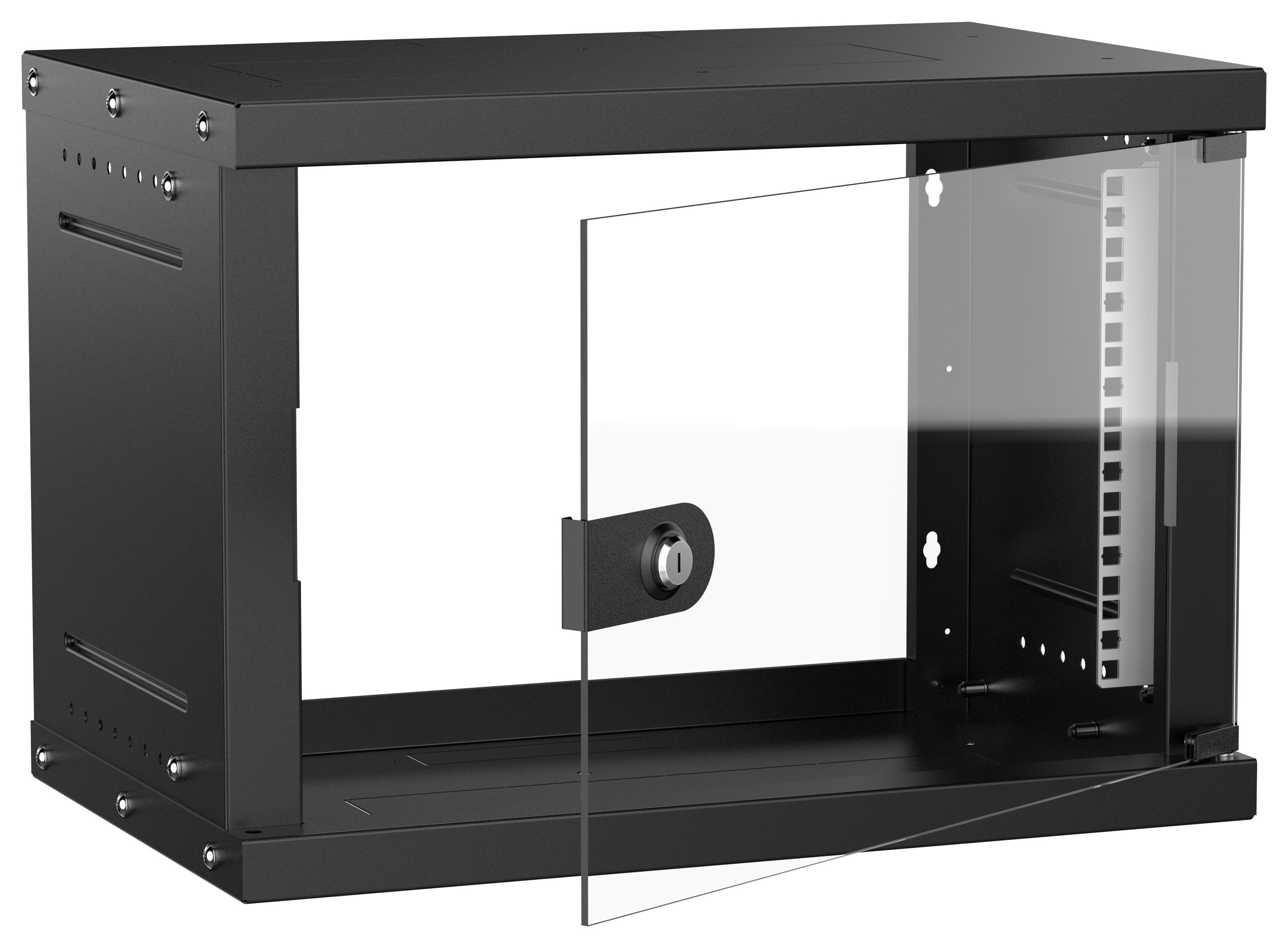 Шкаф настенный 19" 6U 550х350мм стеклянная дверь черный GENERICA