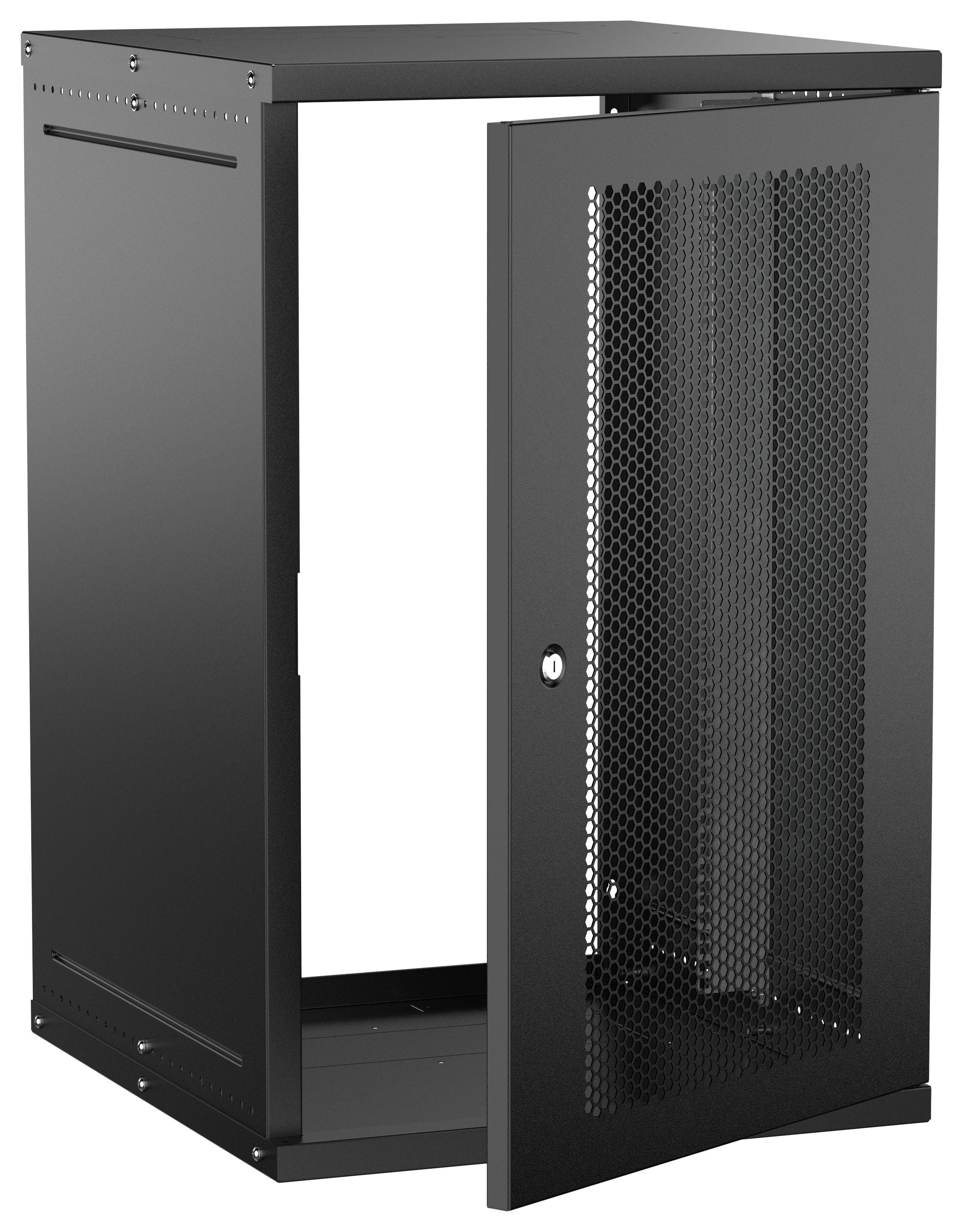 Шкаф настенный 19" 18U 600х650мм перфорированная дверь черный GENERICA