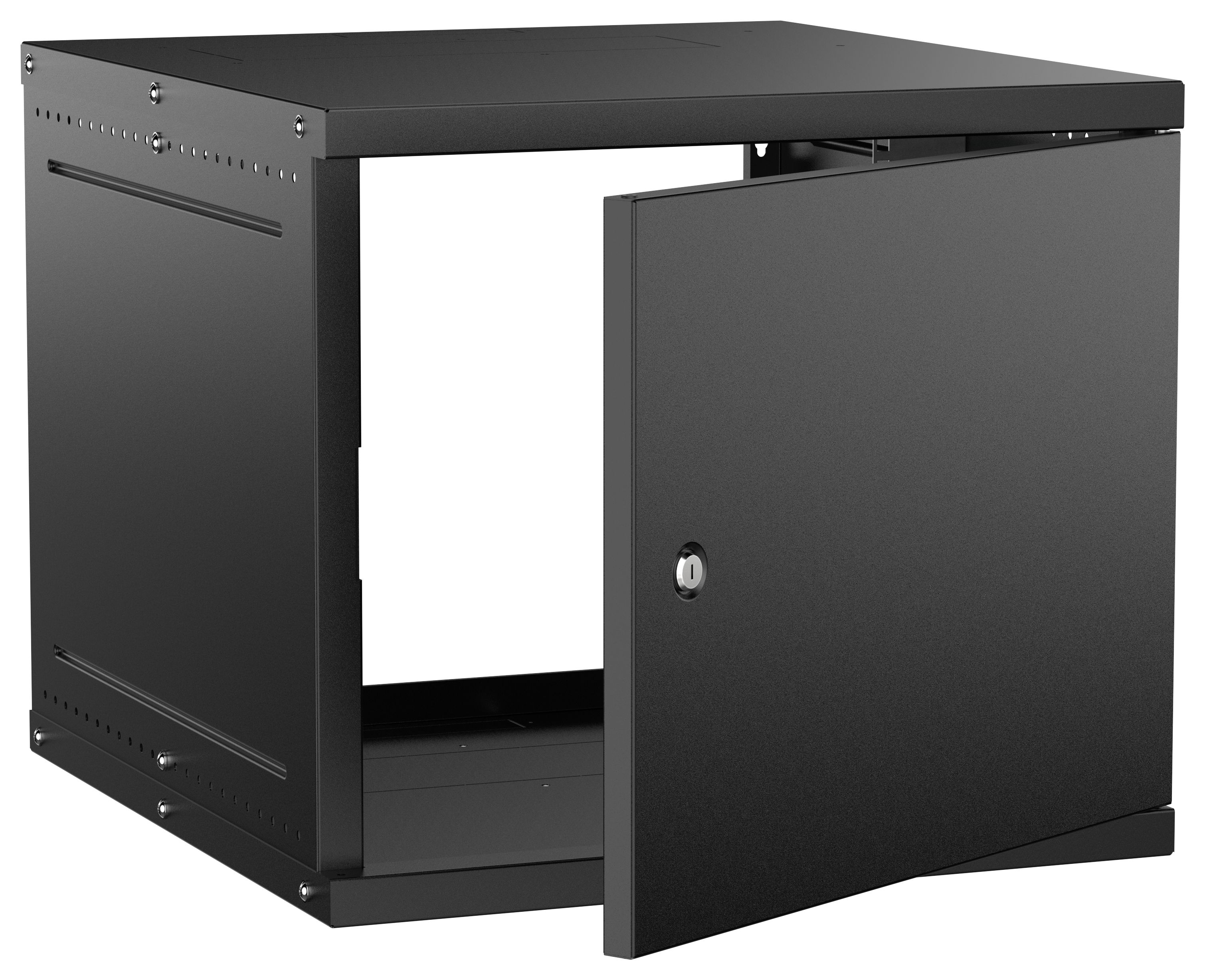 Шкаф настенный 19" 9U 600х650мм металлическая дверь черный GENERICA
