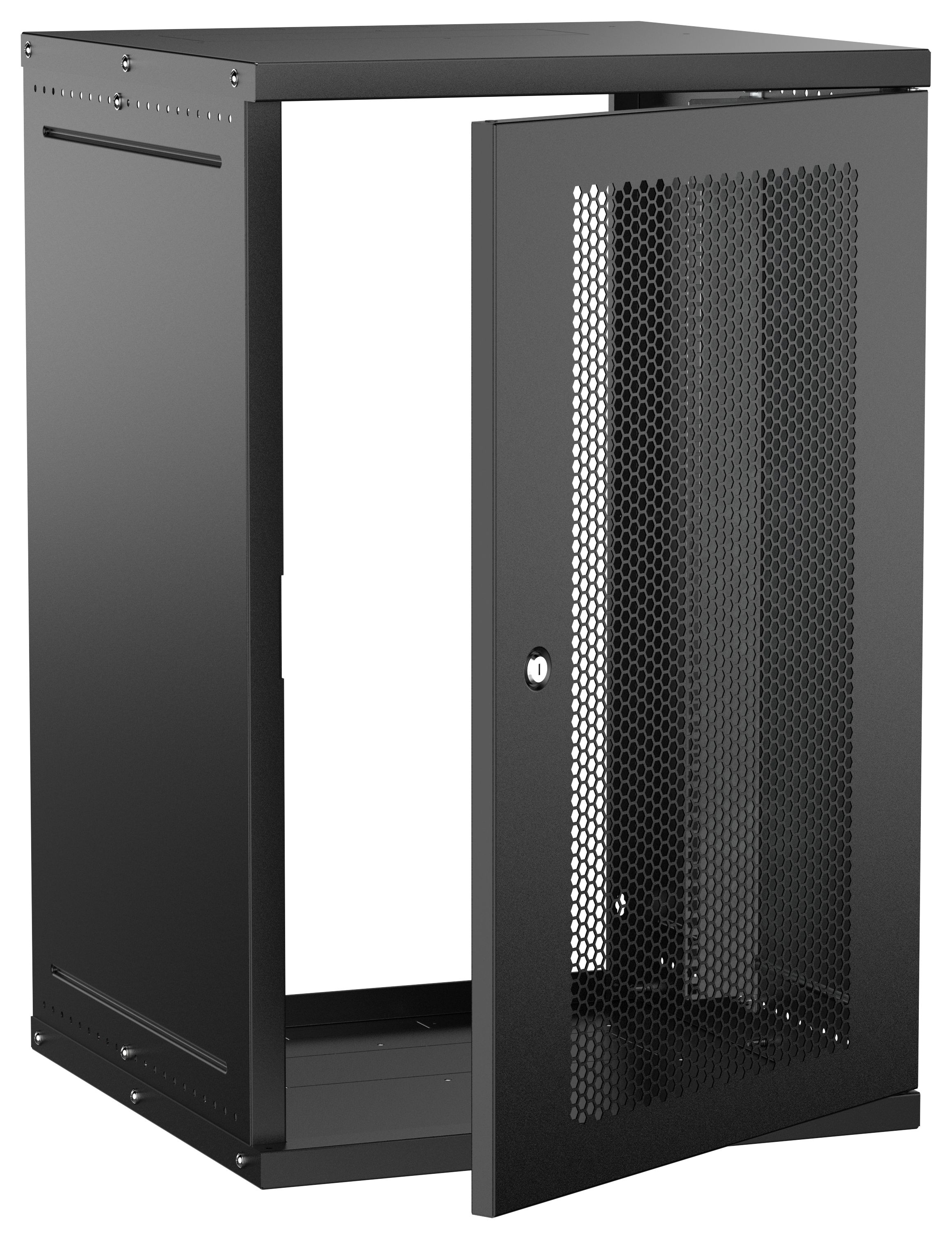 Шкаф настенный 19" 18U 600х600мм перфорированная дверь черный GENERICA