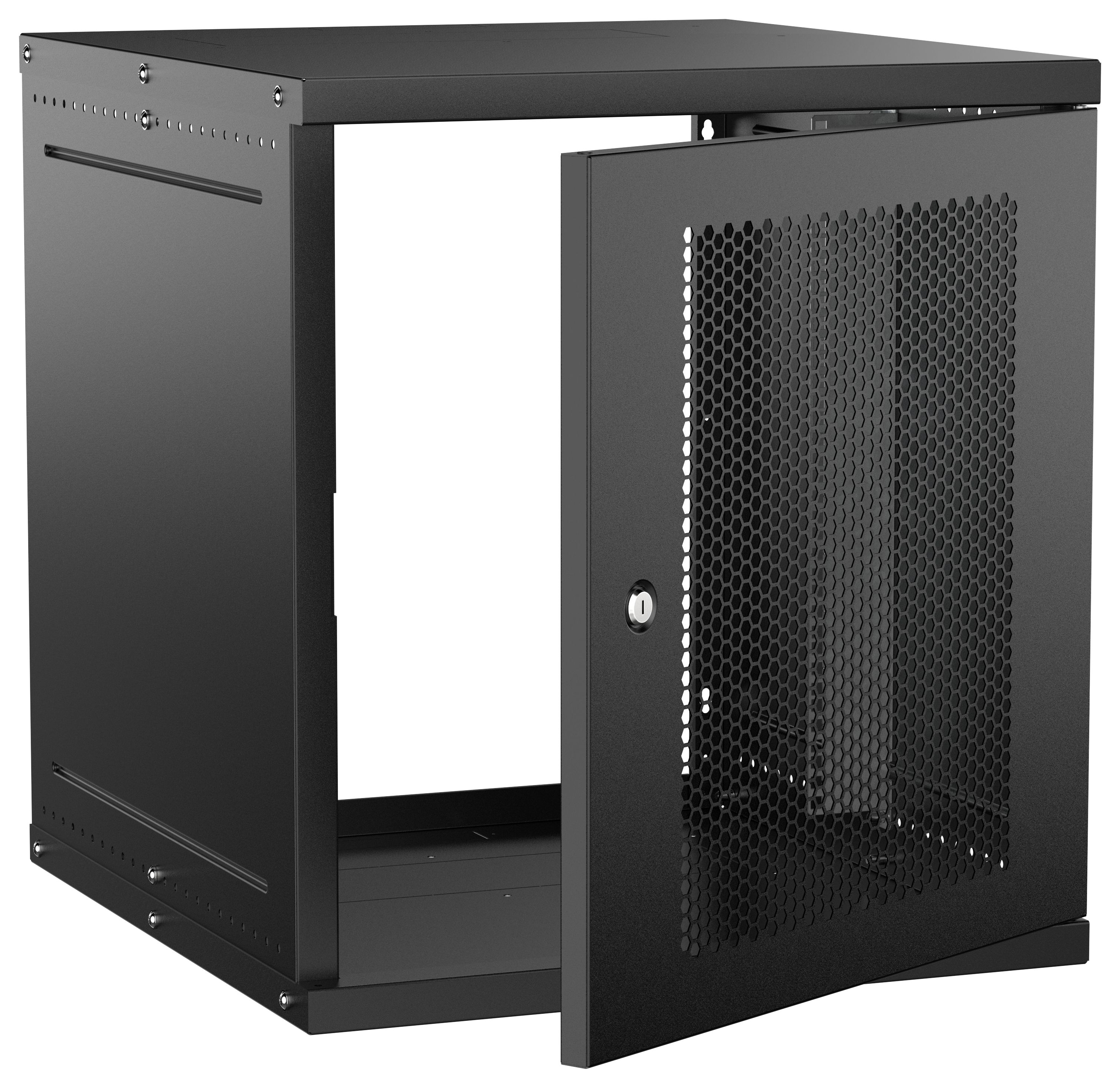Шкаф настенный 19" 12U 600х650мм перфорированная дверь черный GENERICA