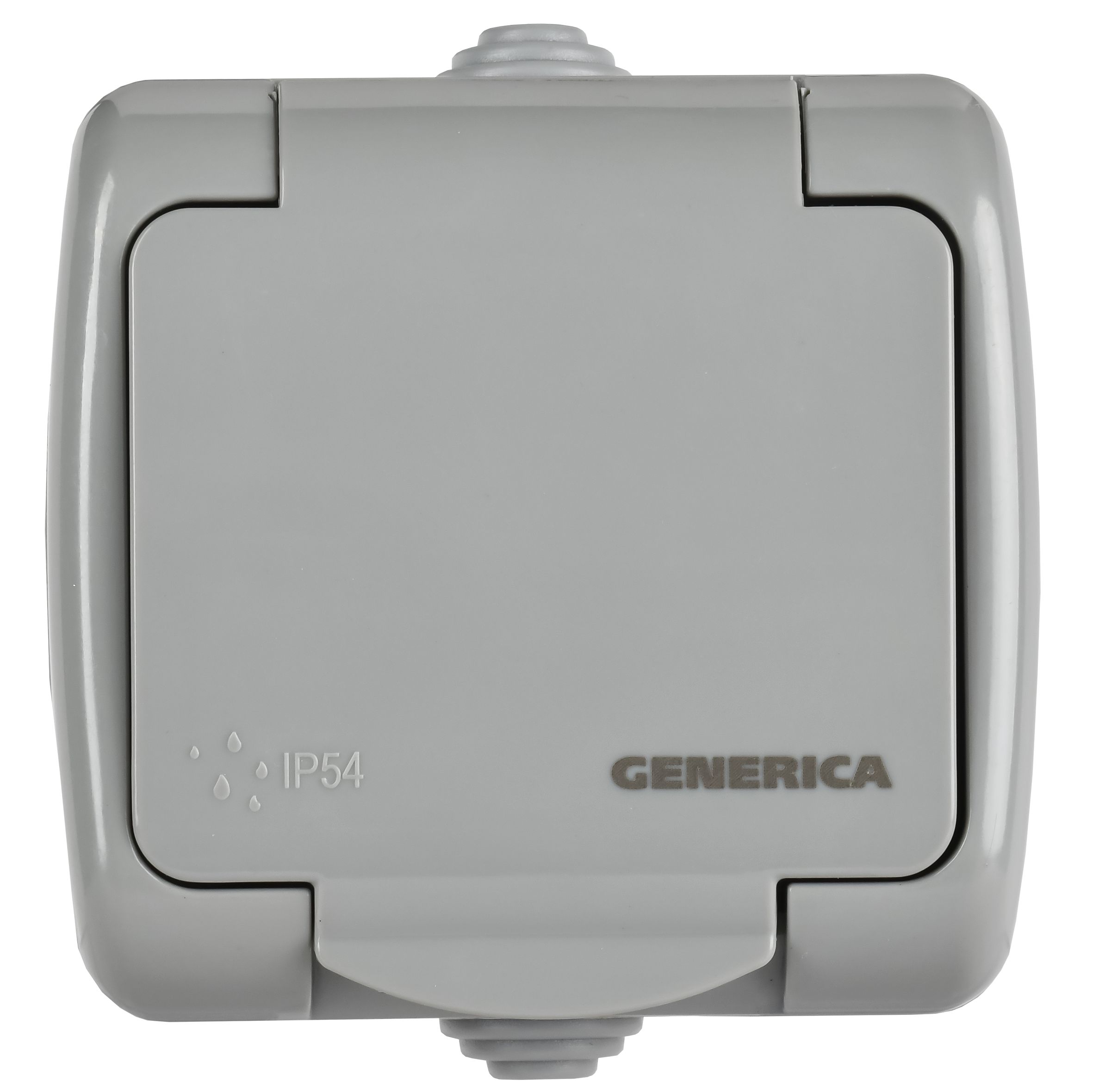 AQUATIC Розетка 1-местная с заземлением и крышкой для открытой установки 16А IP54 РСш12-2-А GENERICA — фото