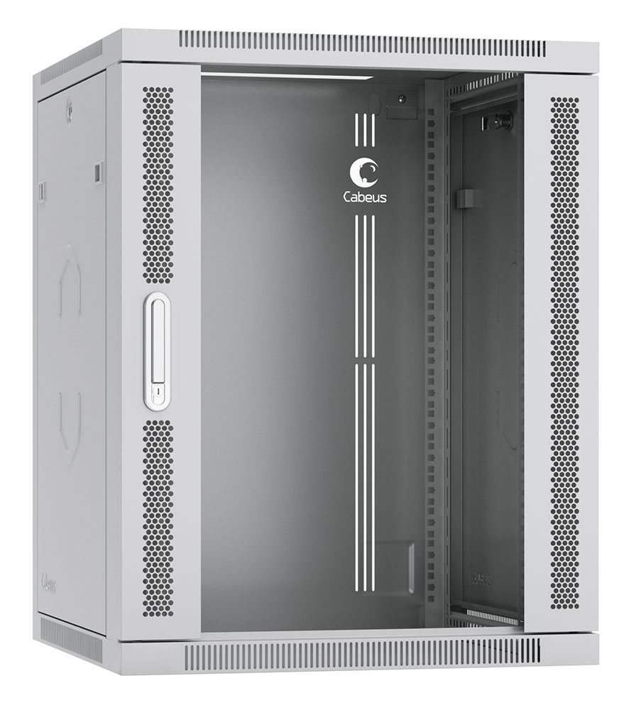 Cabeus SH-05F-15U60/45 Шкаф телекоммуникационный настенный 19" 15U 600x450x769mm (ШхГхВ) дверь стекло — фото
