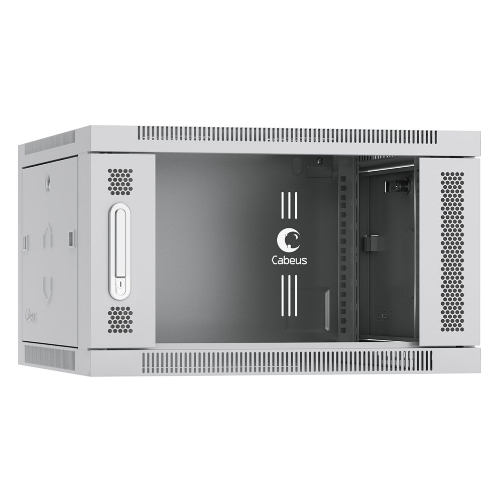 Cabeus SH-05F-6U60/45 Шкаф телекоммуникационный настенный 19" 6U 600x450x368mm (ШхГхВ) дверь стекло — фото