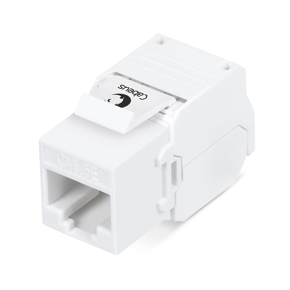 Cabeus KJ-RJ45-Cat.5e-180-Toolless Вставка Keystone Jack RJ-45(8P8C), 180 градусов, категория 5e, без инструмента Toolless, белая — фото
