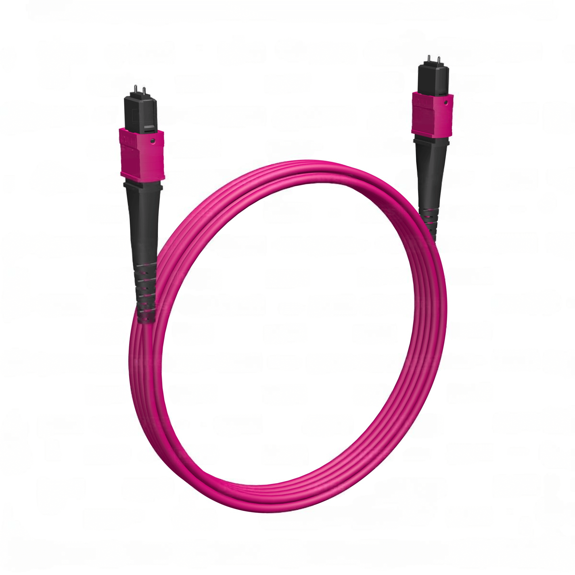 Оптический патч-корд MPO-MPO 50/125 MM Cabeus FOP-50-OM4-12-MPO(M)-12-MPO(M)-B-3m 3 метра маджента LSZH — фото
