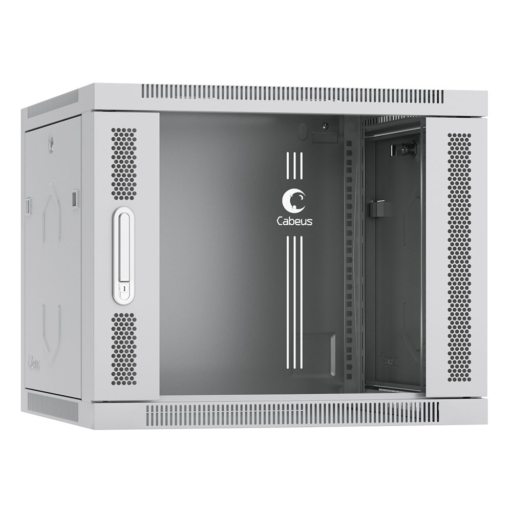 Cabeus SH-05F-9U60/35 Шкаф телекоммуникационный настенный 19" 9U 600x350x501mm (ШхГхВ) дверь стекло — фото