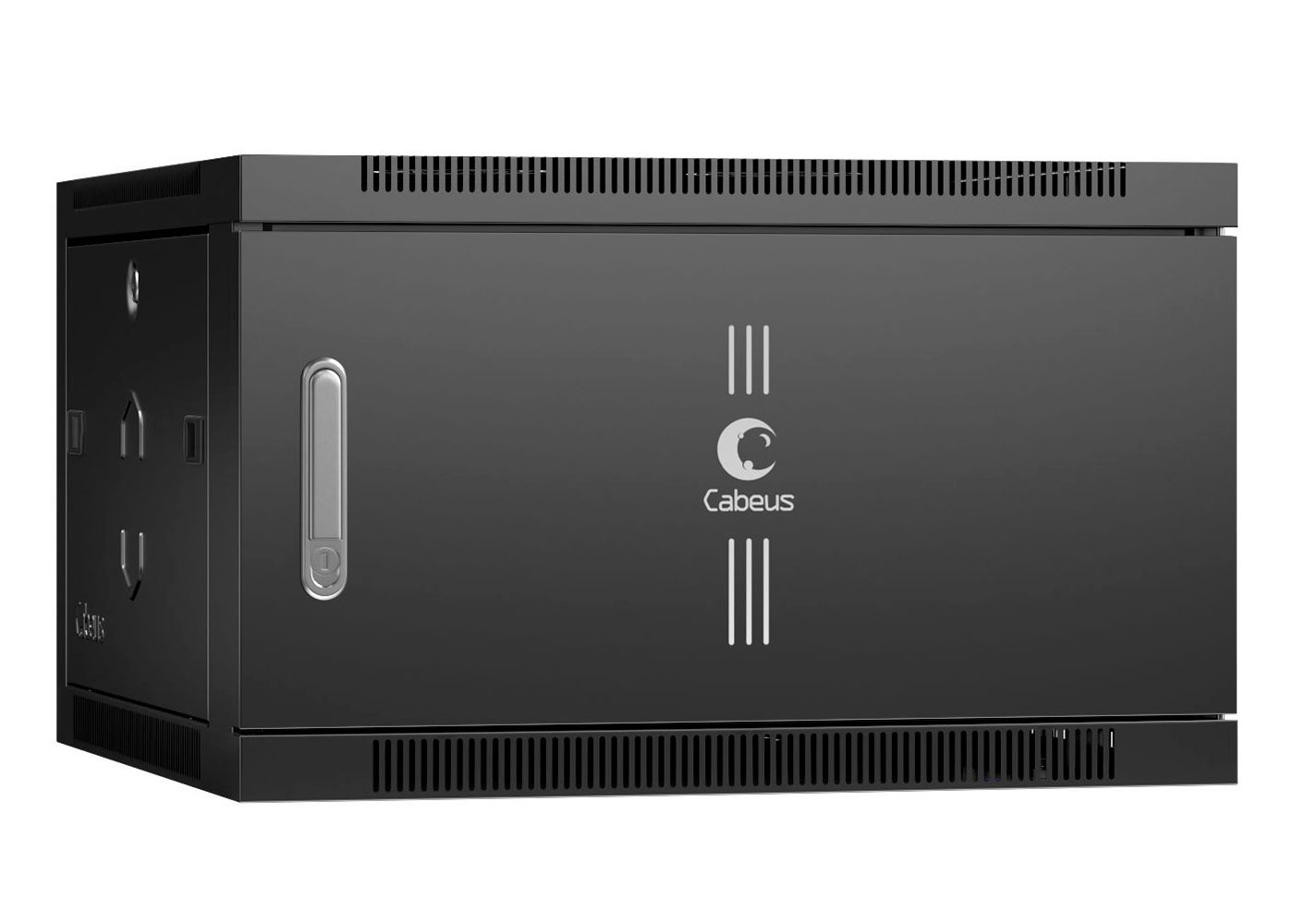 Cabeus SH-05F-6U60/60m-BK Шкаф телекоммуникационный настенный 19" 6U 600x600x368mm (ШхГхВ) дверь металл, цвет черный (RAL 9004) — фото