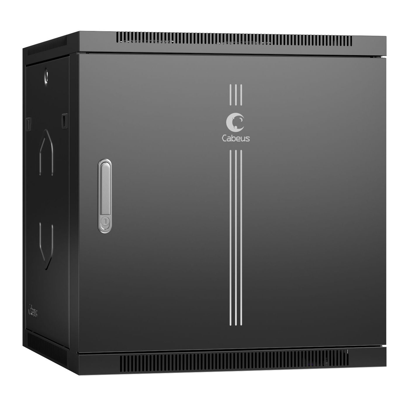 Cabeus SH-05F-12U60/45m-BK Шкаф телекоммуникационный настенный 19" 12U 600x450x635mm (ШхГхВ) дверь металл, цвет черный (RAL 9004) — фото