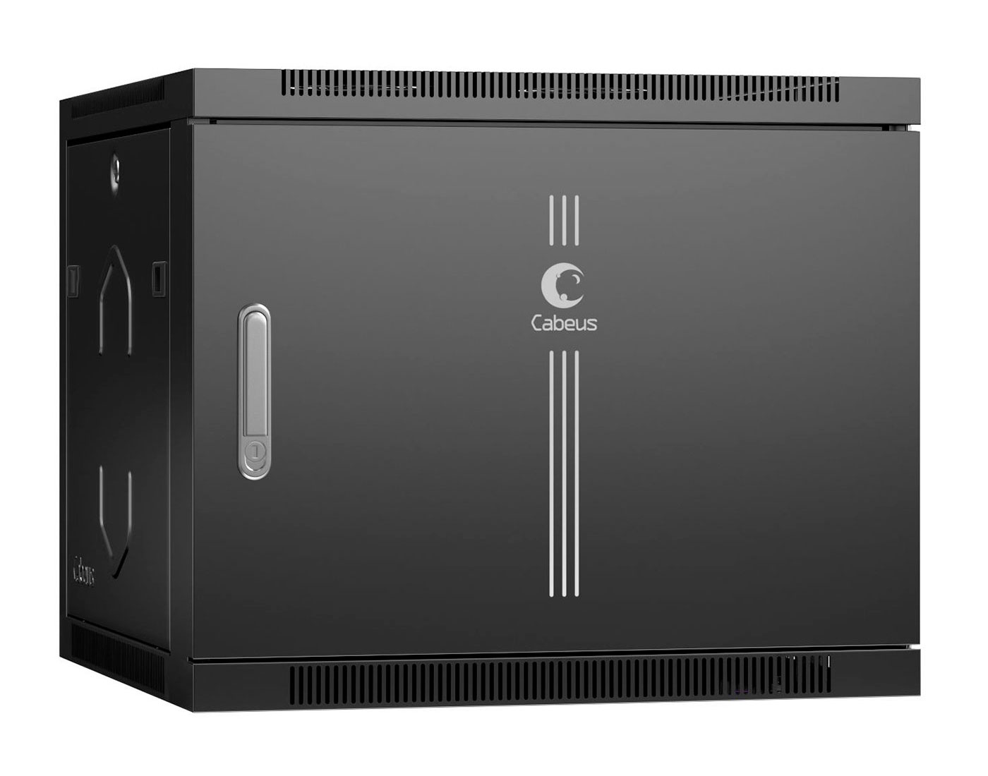 Cabeus SH-05F-9U60/60m-BK Шкаф телекоммуникационный настенный 19" 9U 600x600x501mm (ШхГхВ) дверь металл, цвет черный (RAL 9004) — фото