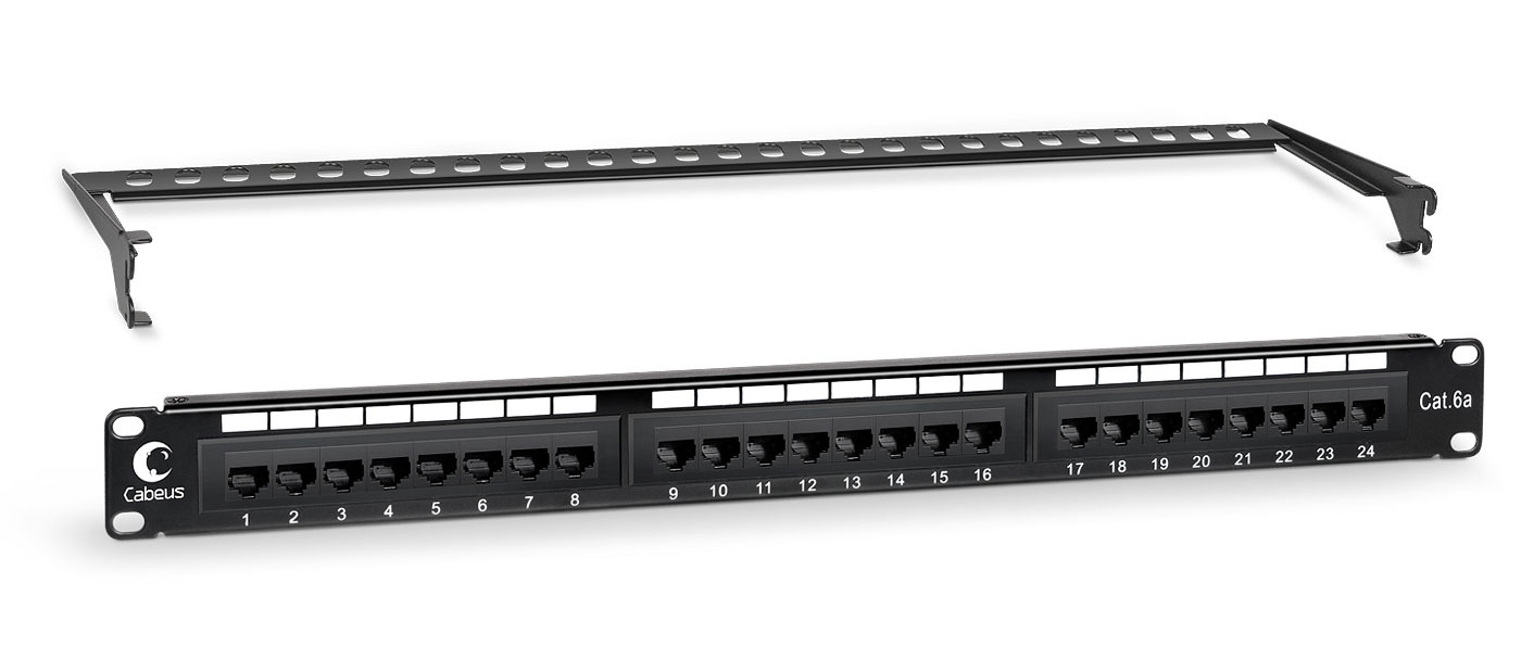 Патч-панель 19" 24 порта RJ-45 UTP 6a Cabeus PL-24-Cat.6A-Dual неэкранированная — фото