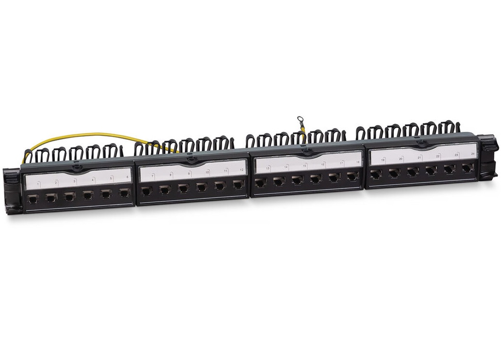 Патч-панель 19" 24 порта RJ-45 FTP 6a Cabeus PL-24-KJ-RJ45-Cat.6a-SH-180T экранированная — фото