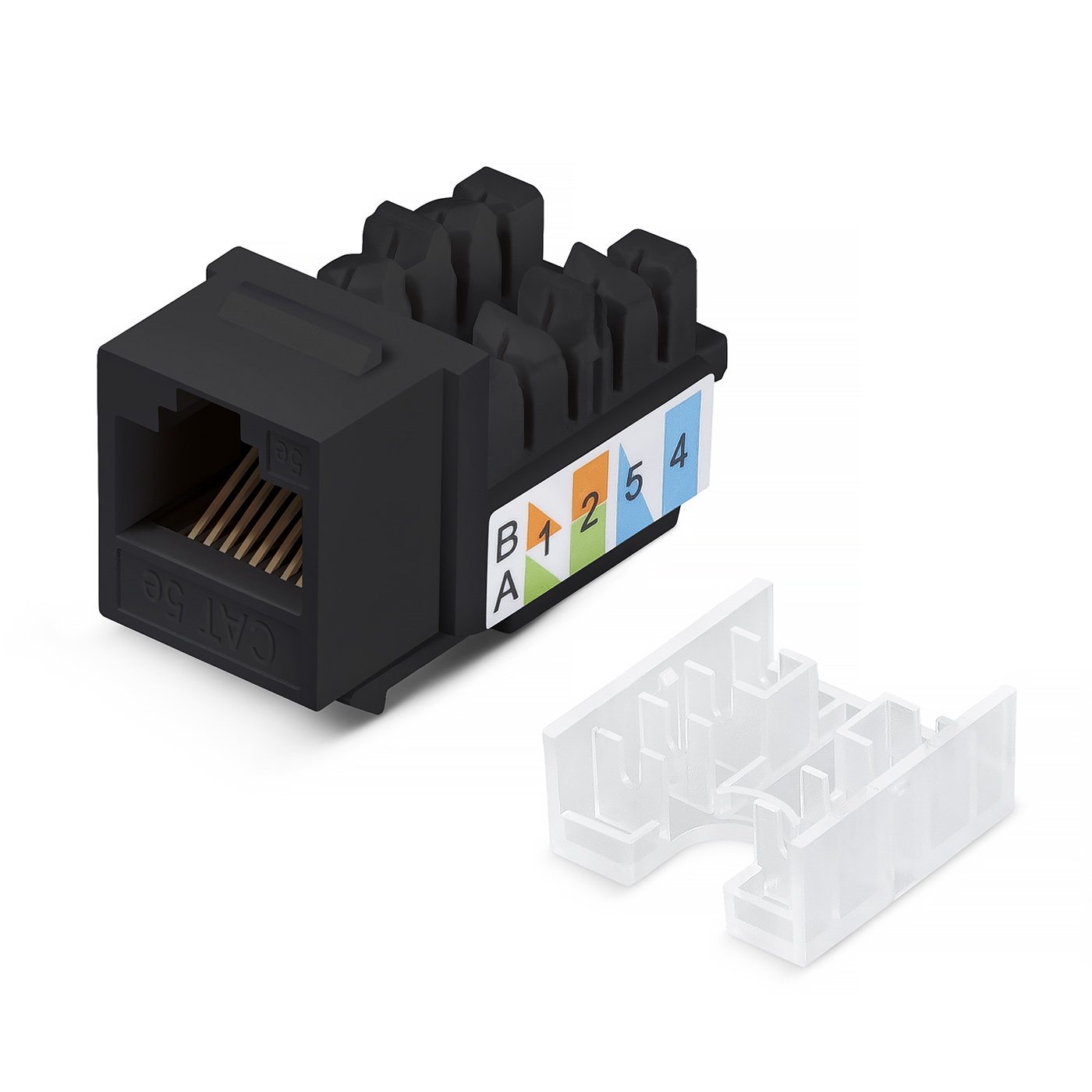 Cabeus KJ-RJ45-Cat.5e-90-SW-BK Вставка Keystone Jack RJ-45, категория 5e, заделка тип 110, черная, со стяжкой — фото