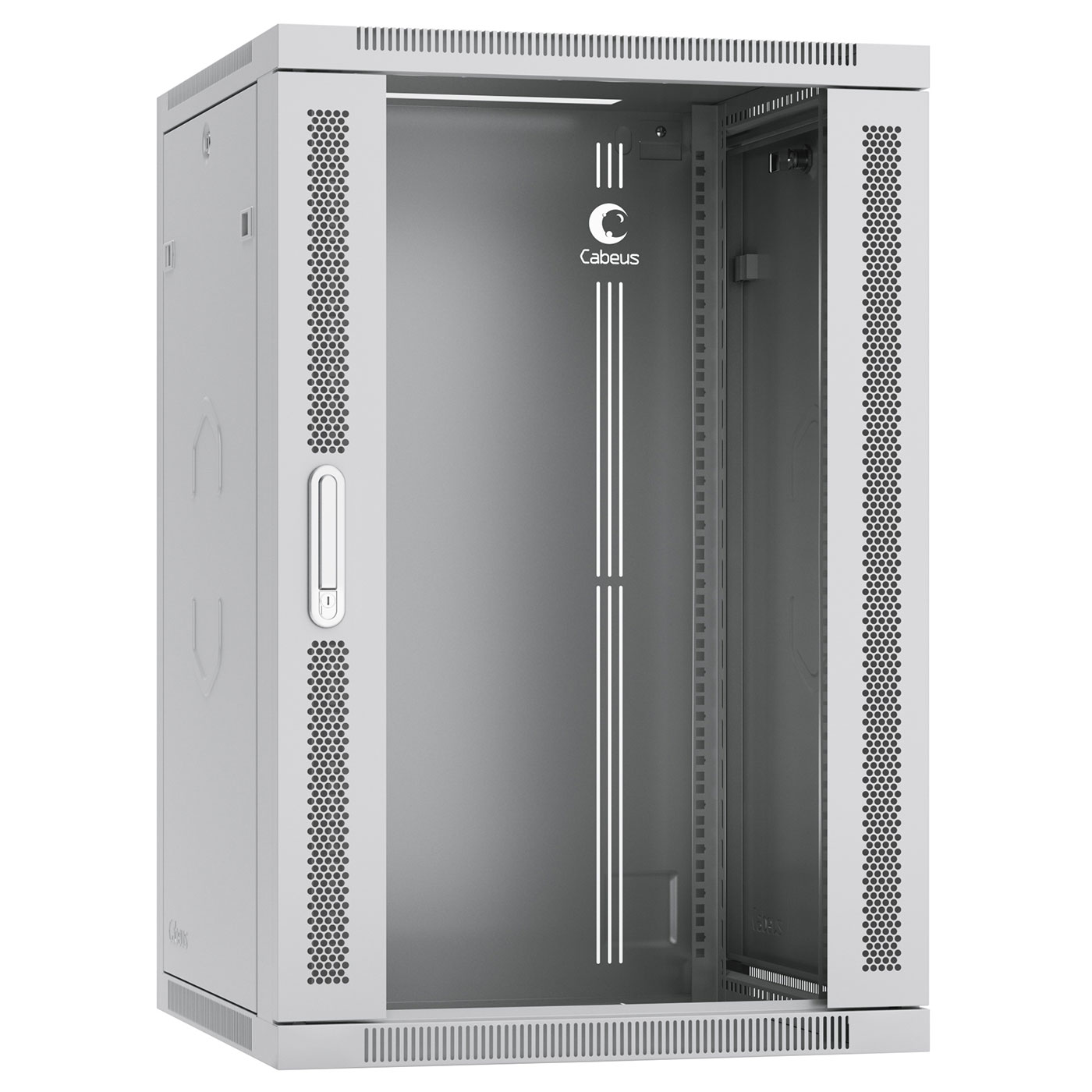 Cabeus SH-05F-18U60/35 Шкаф телекоммуникационный настенный 19" 18U 600x350x901mm (ШхГхВ) дверь стекло — фото