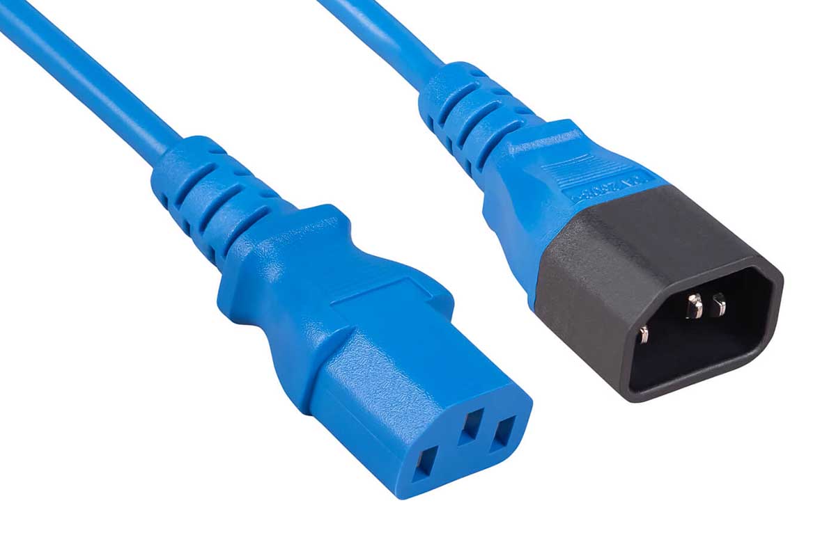 Cabeus PC-189-VDE-1.8M-BL Кабель питания монитор-компьютер IEC 320 C13 - IEC 320 C14 (3x0.75), синий, 1.8 м — фото