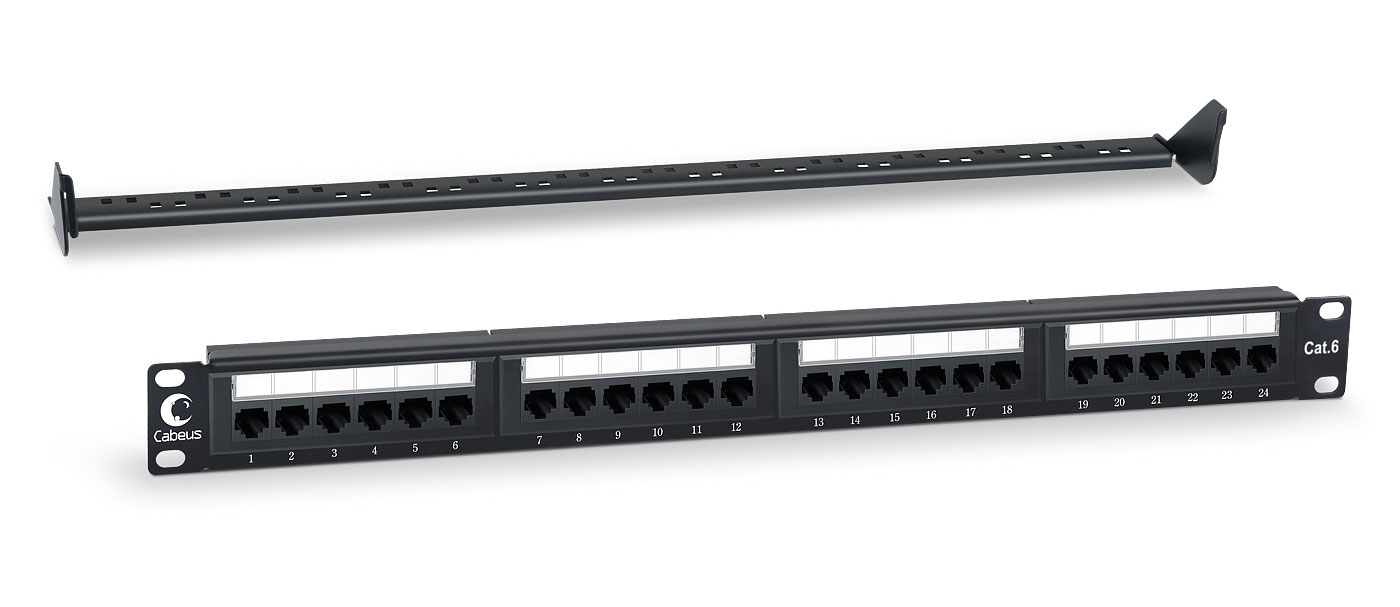 Патч-панель 19" 24 порта RJ-45 UTP 6 Cabeus PL-24-Cat.6-Dual неэкранированная — фото