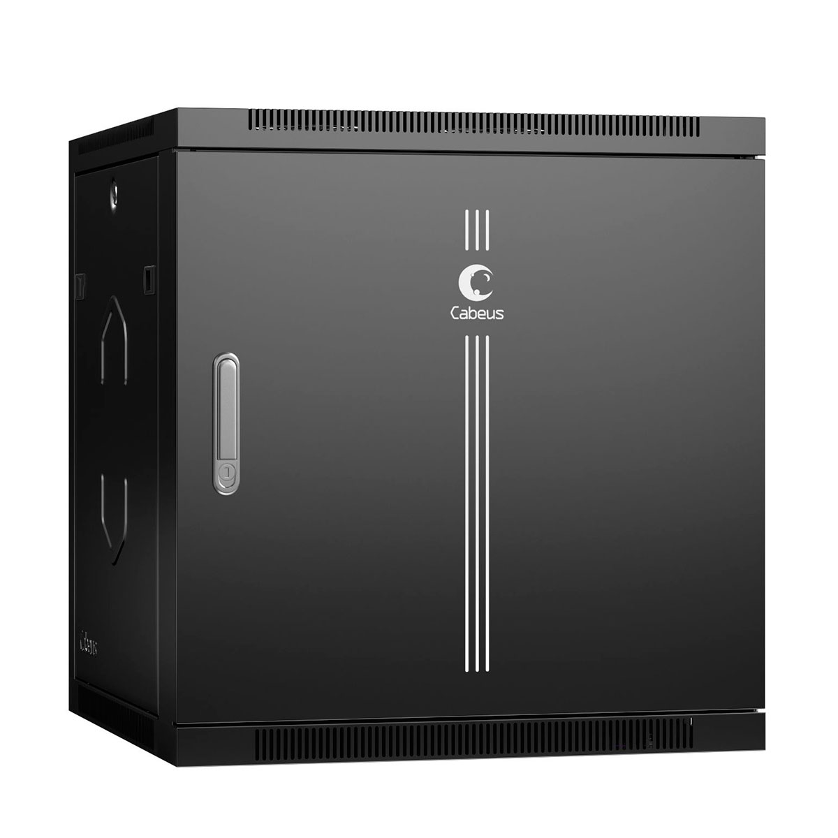 Cabeus SH-05F-12U60/35m-R-BK Шкаф телекоммуникационный настенный разобранный 19" 12U 600x350x635mm (ШхГхВ) дверь металл, цвет черный (RAL 9004) — фото