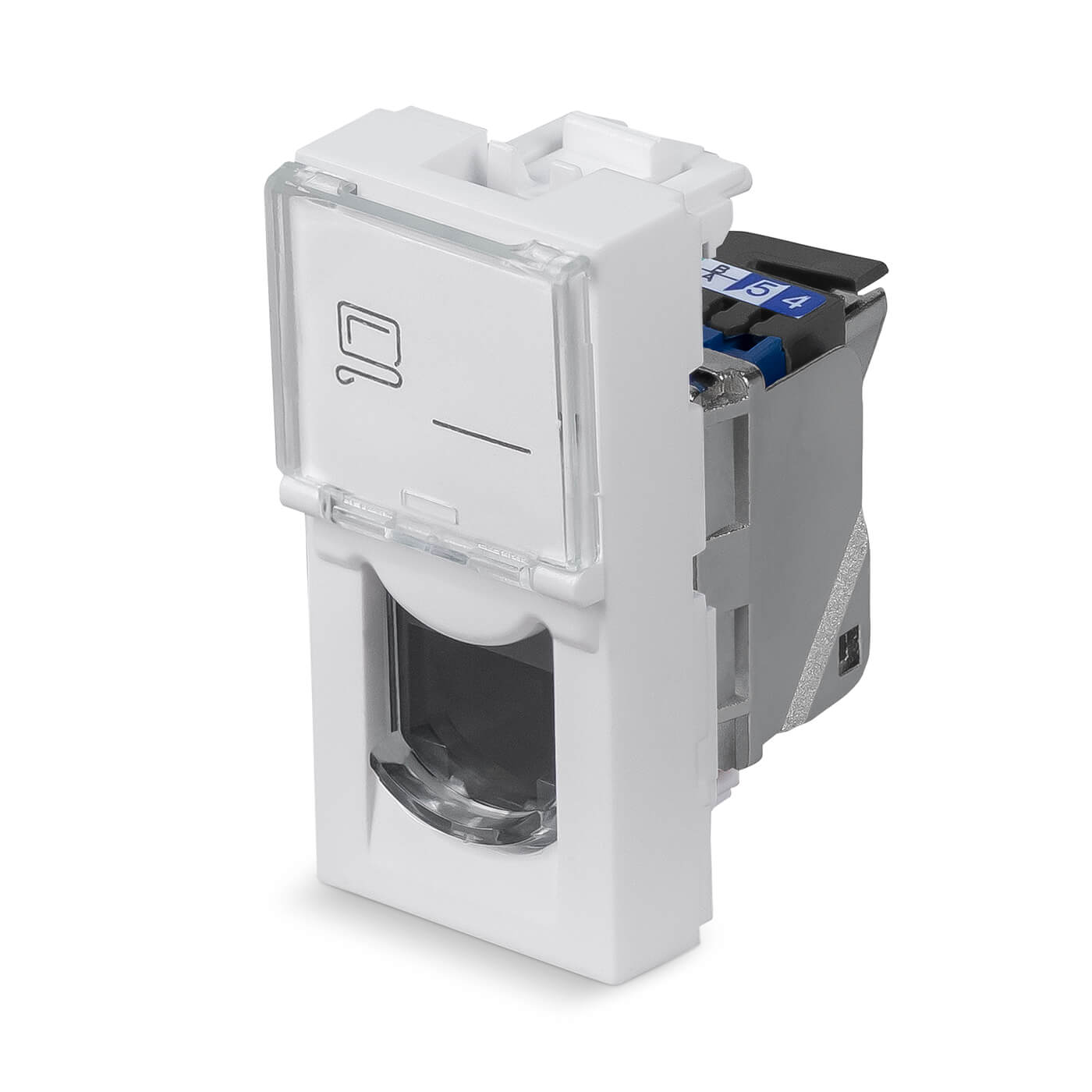 Cabeus KJ-RJ45-Cat.6-SH-180T-FP-L-22,5 Keystone Jack RJ-45(8P8C), 180 градусов, категория 6, экранированная, безинструментный монтаж, вставка Mosaic (арт.076563) — фото