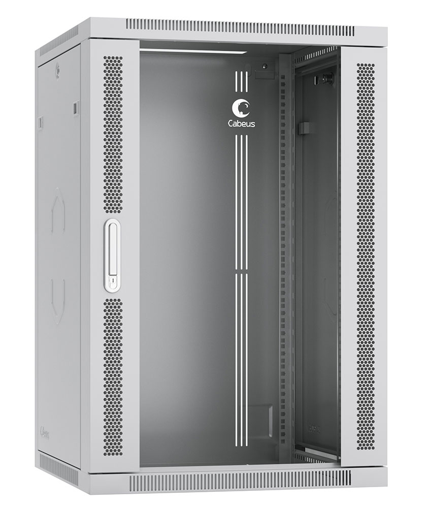 Cabeus SH-05F-18U60/45 Шкаф телекоммуникационный настенный 19" 18U 600x450x901mm (ШхГхВ) дверь стекло — фото
