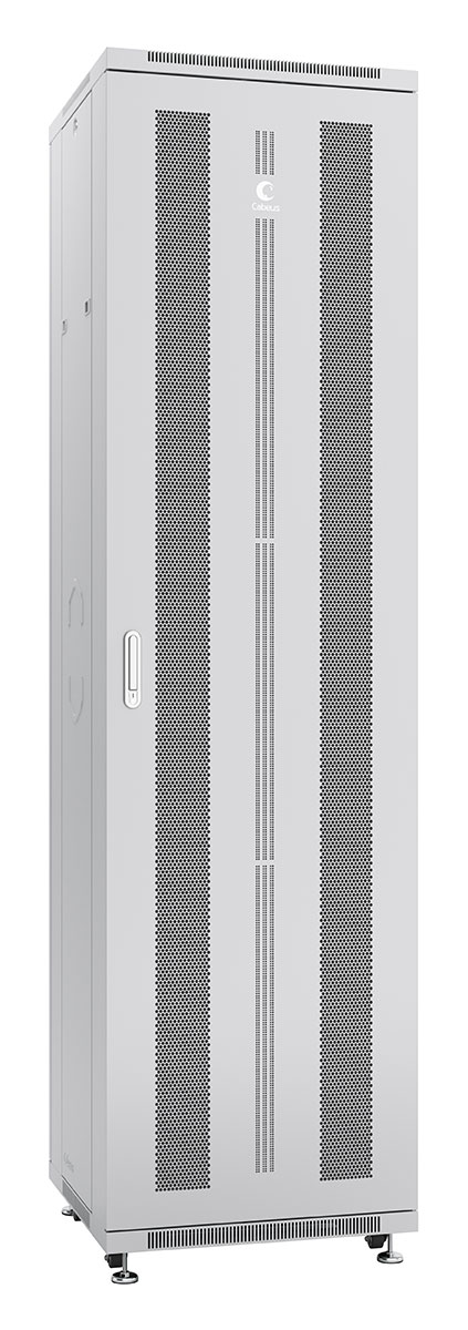 Cabeus ND-05C-47U60/60 Шкаф монтажный телекоммуникационный 19" напольный для распределительного и серверного оборудования 47U 600x600x2277mm (ШхГхВ) передняя и задняя перфорированные двери, ручка с замком, цвет серый (RAL 7035) — фото